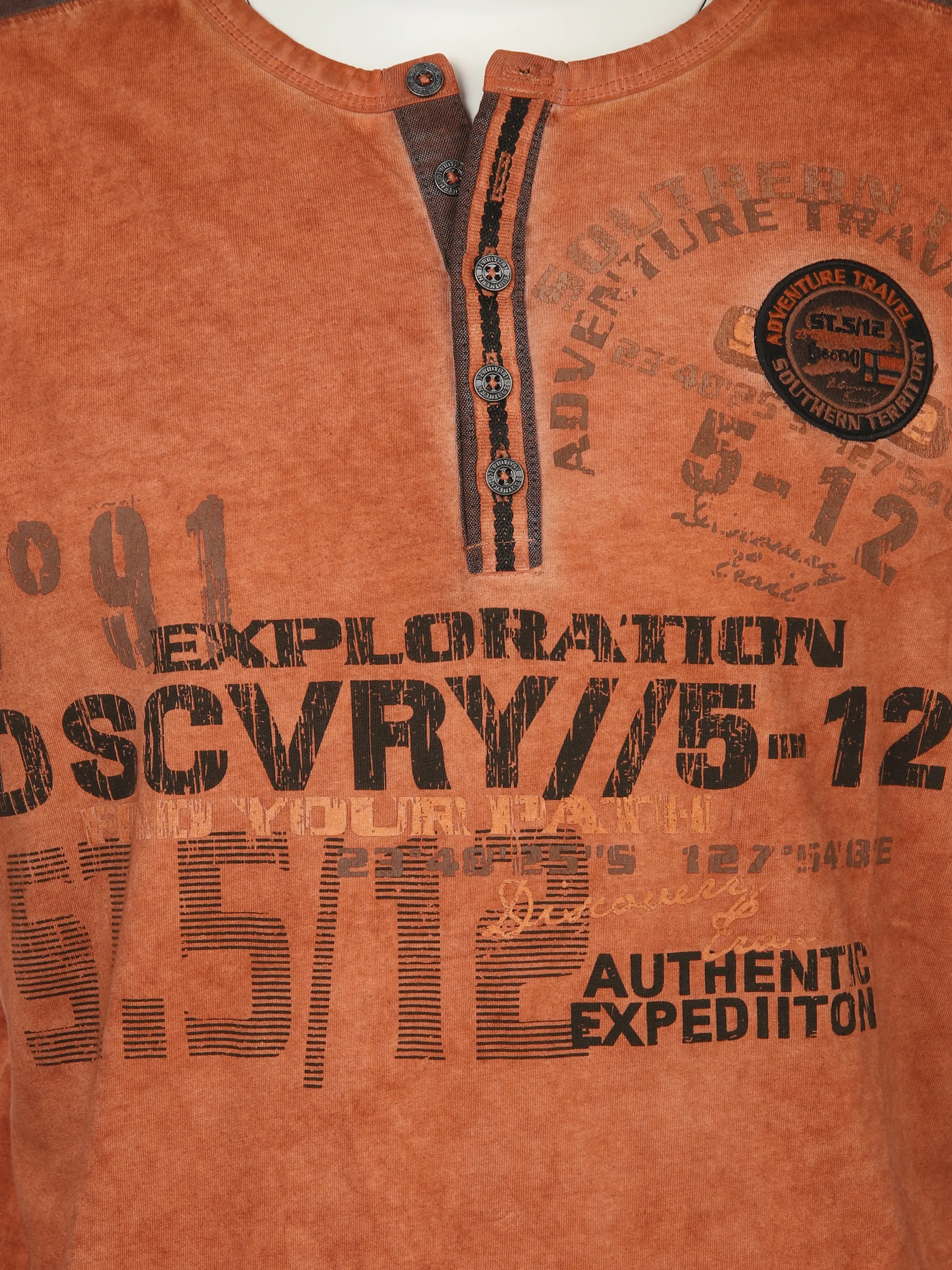 Southern Territory He. Henleyshirt 1/2 Arm print Orange 894391 ORANGE 3 Southern Territory He. Henleyshirt 1/2 Arm print Orange 894391 ORANGE 3