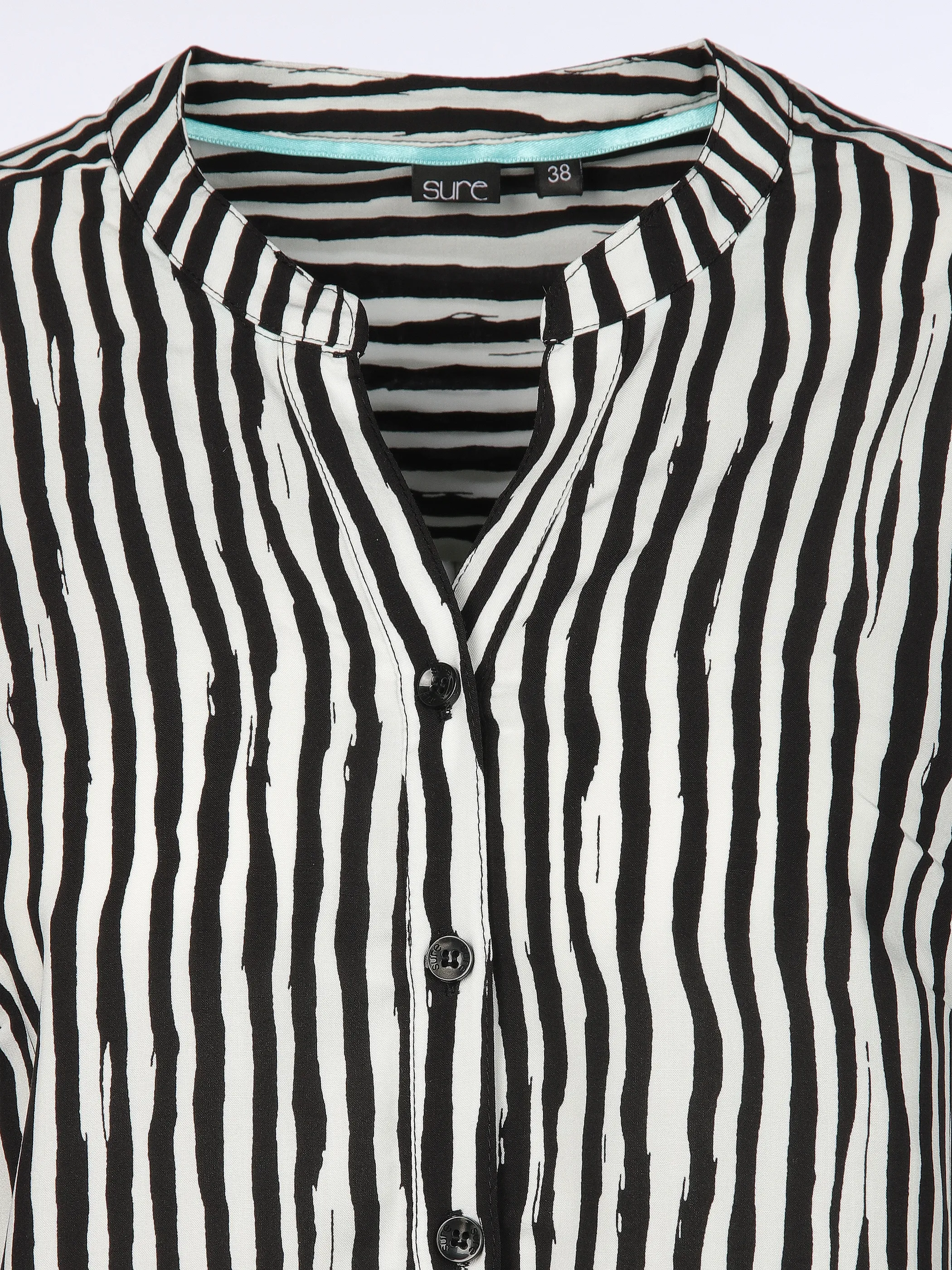 Sure Da-Bluse gemustert 3/4 Krempel Schwarz 870834 SCHW/OFFWH 3