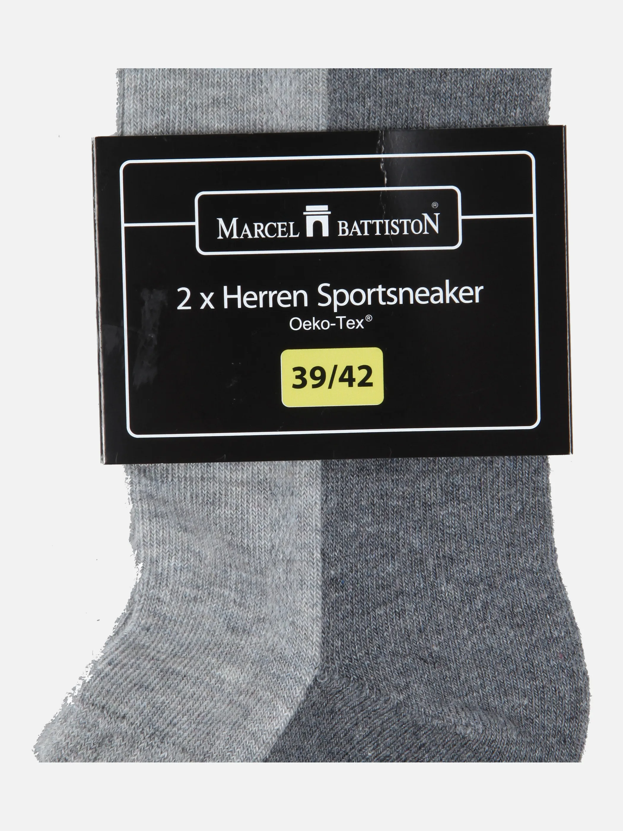 Marcel Battiston He. Sneaker Socken 2er Pack Grau 853454 GRAU/WEIß 3