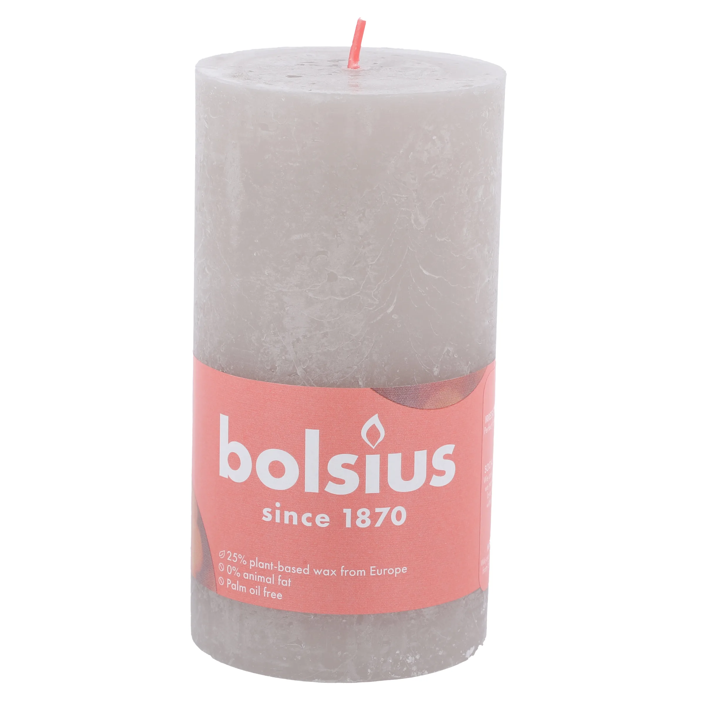 bolsius Stumpenkerze Rustik 138/68mm Grau 886516 SANDGRAU 1