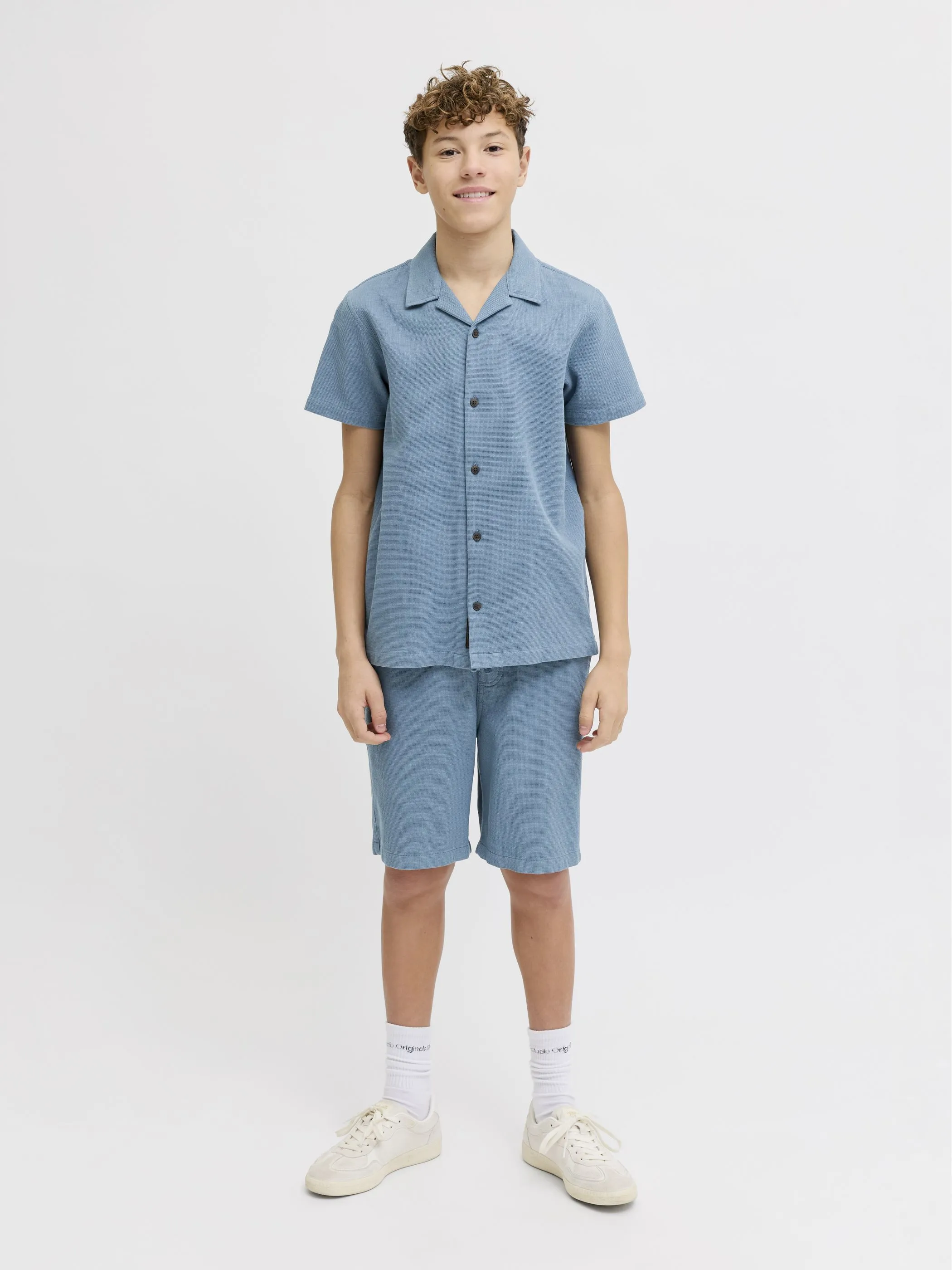 Jack&Jones Junior 12295599 JJGLOBAL WAFFLE RESOR Blau 927590 176533 4