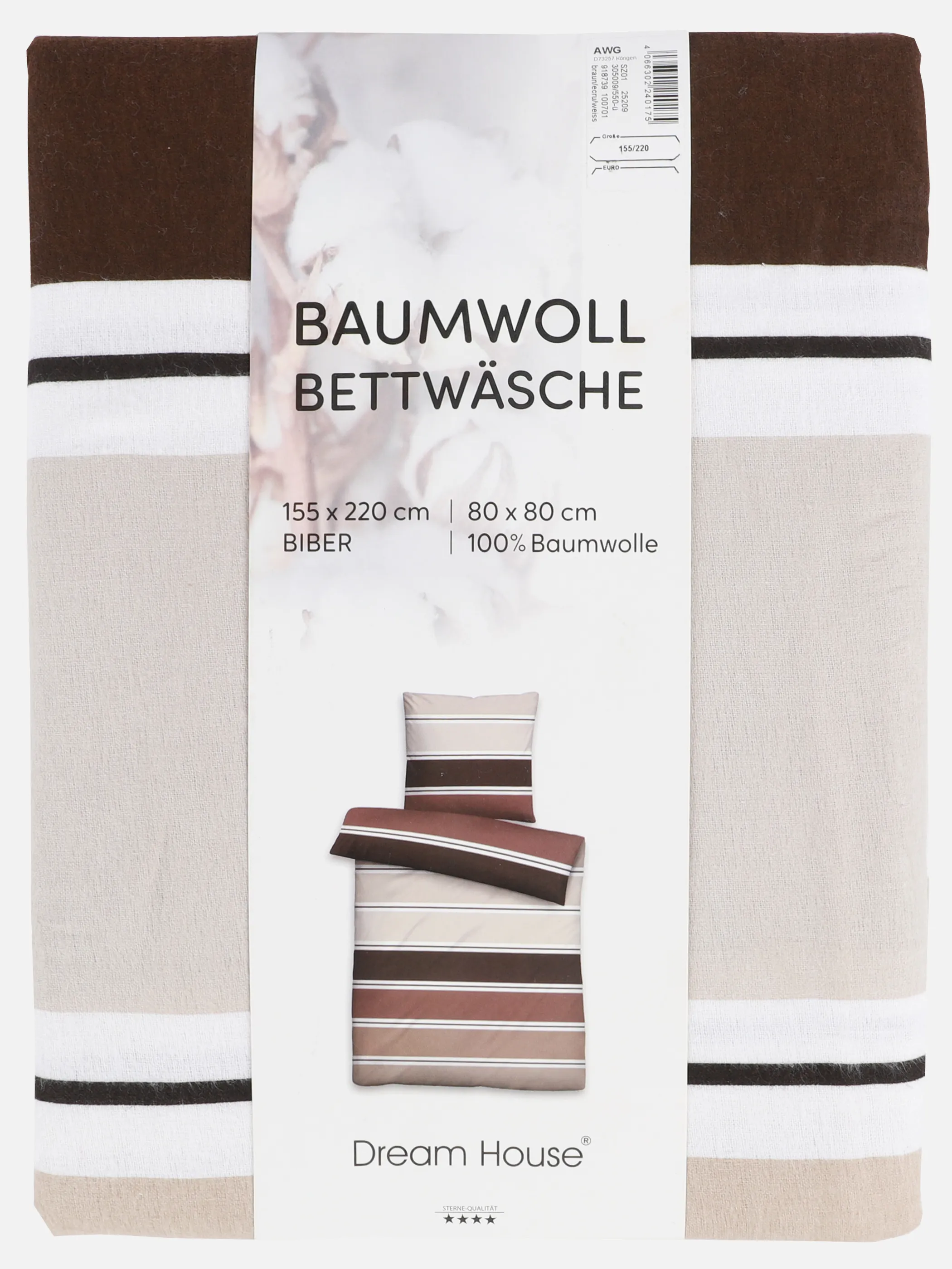 Dream House Biberbettwäsche 155x220 Braun 918739 BRAUN 2