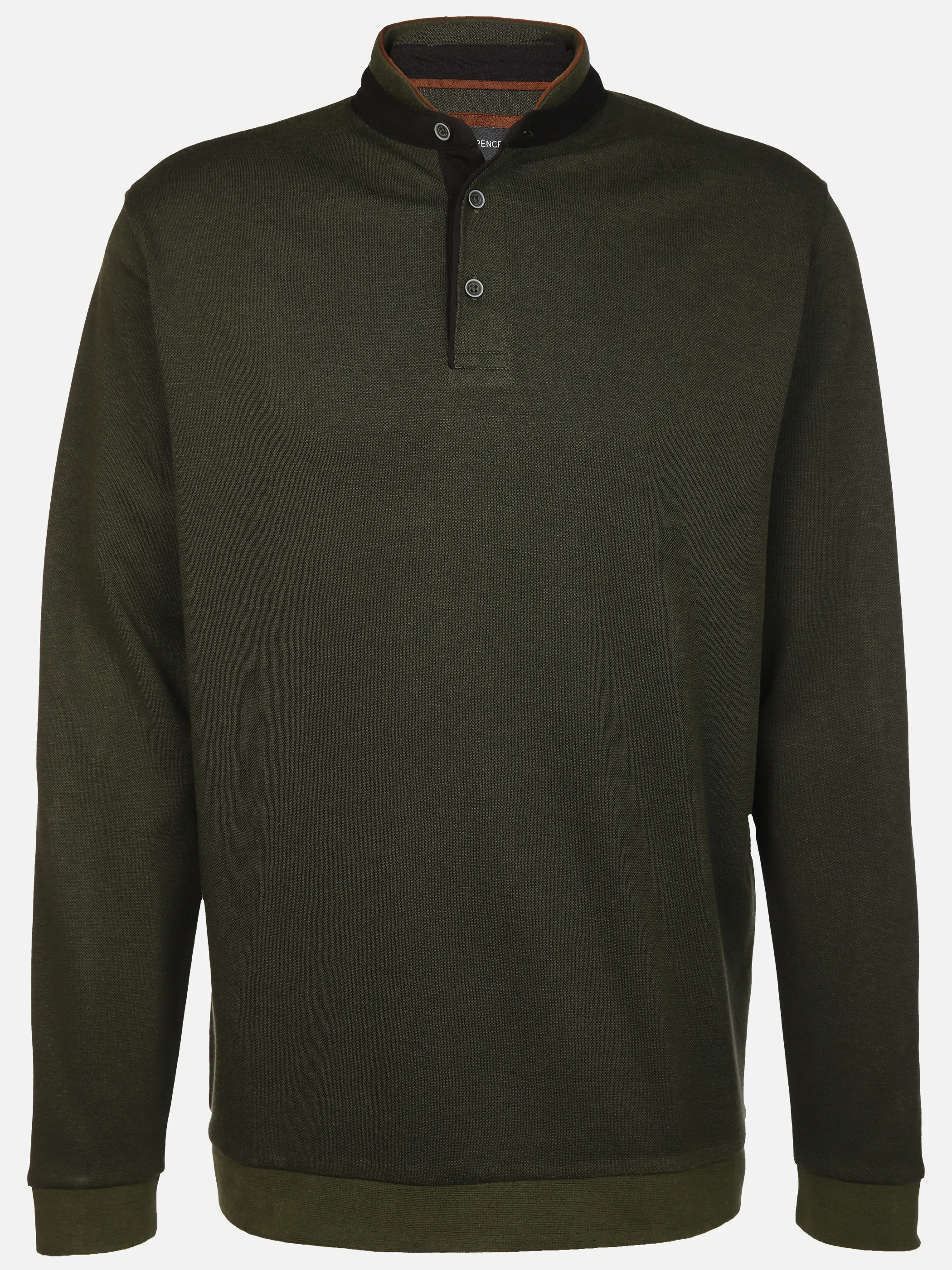 Jim Spencer He. Stehkragenpolo 1/1 Arm melange Oliv 913607 KHAKI 1