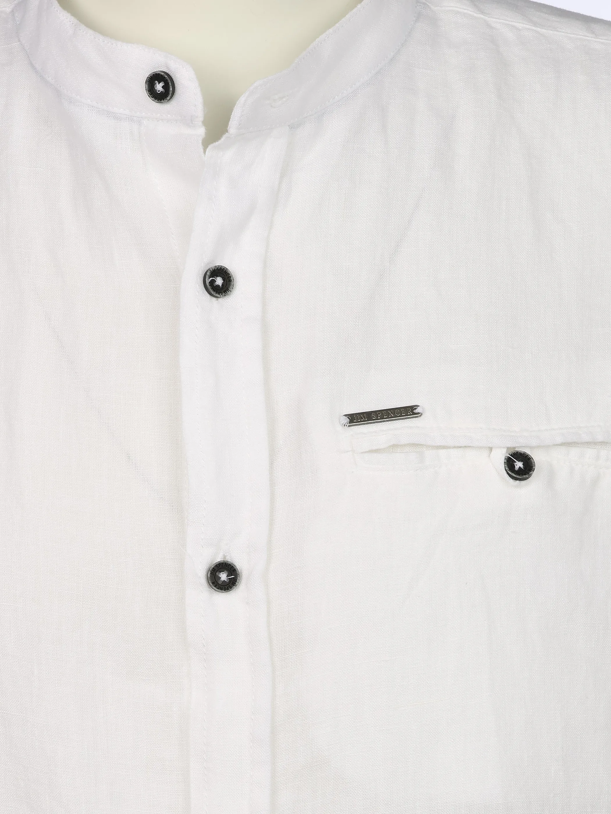 Jim Spencer He. Leinenhemd 1/2 Arm Stehkragen Weiß 922239 WHITE 3