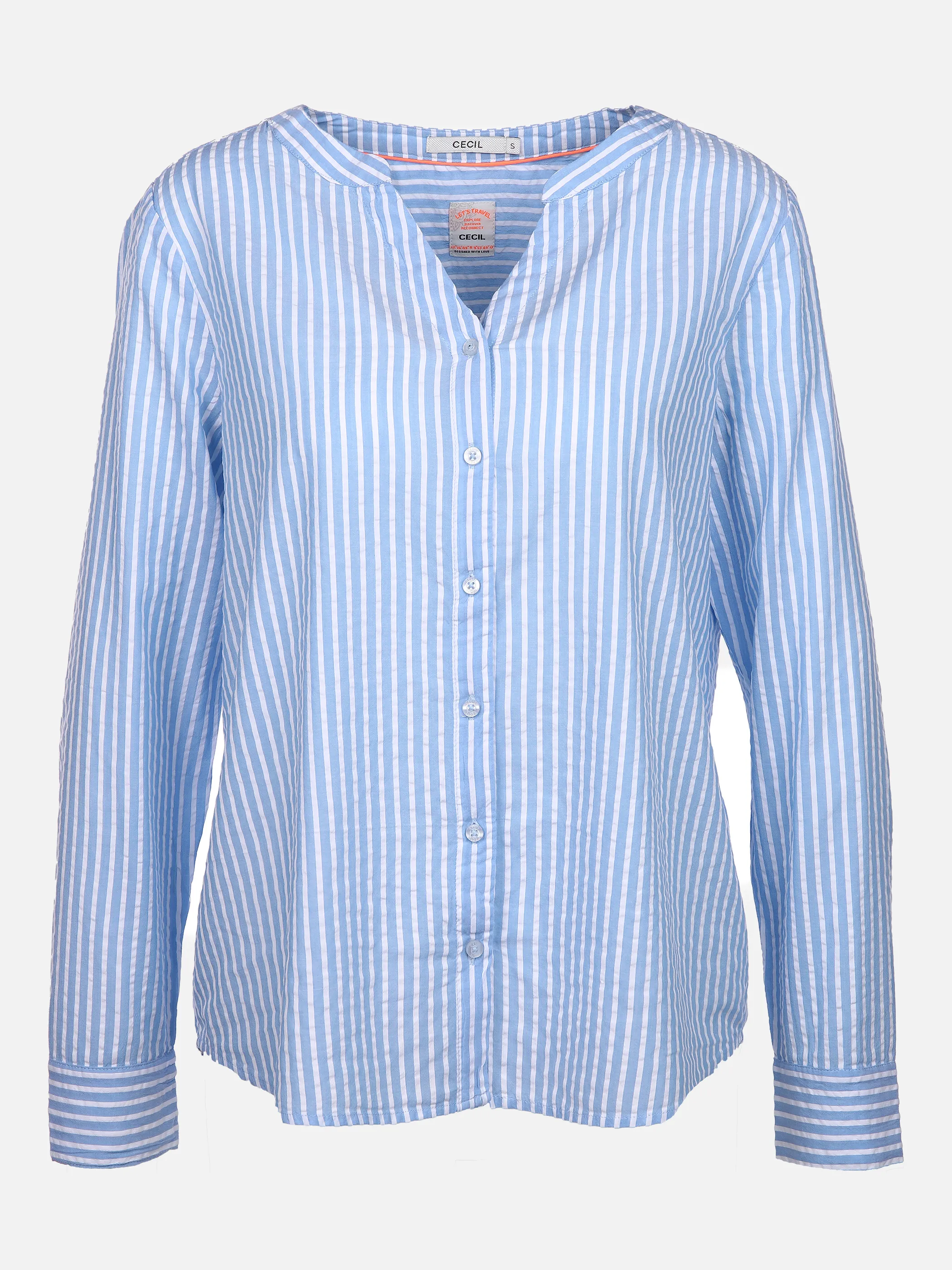 Cecil B342426 TOS Seersucker Stripe Blau 849561 22745 1