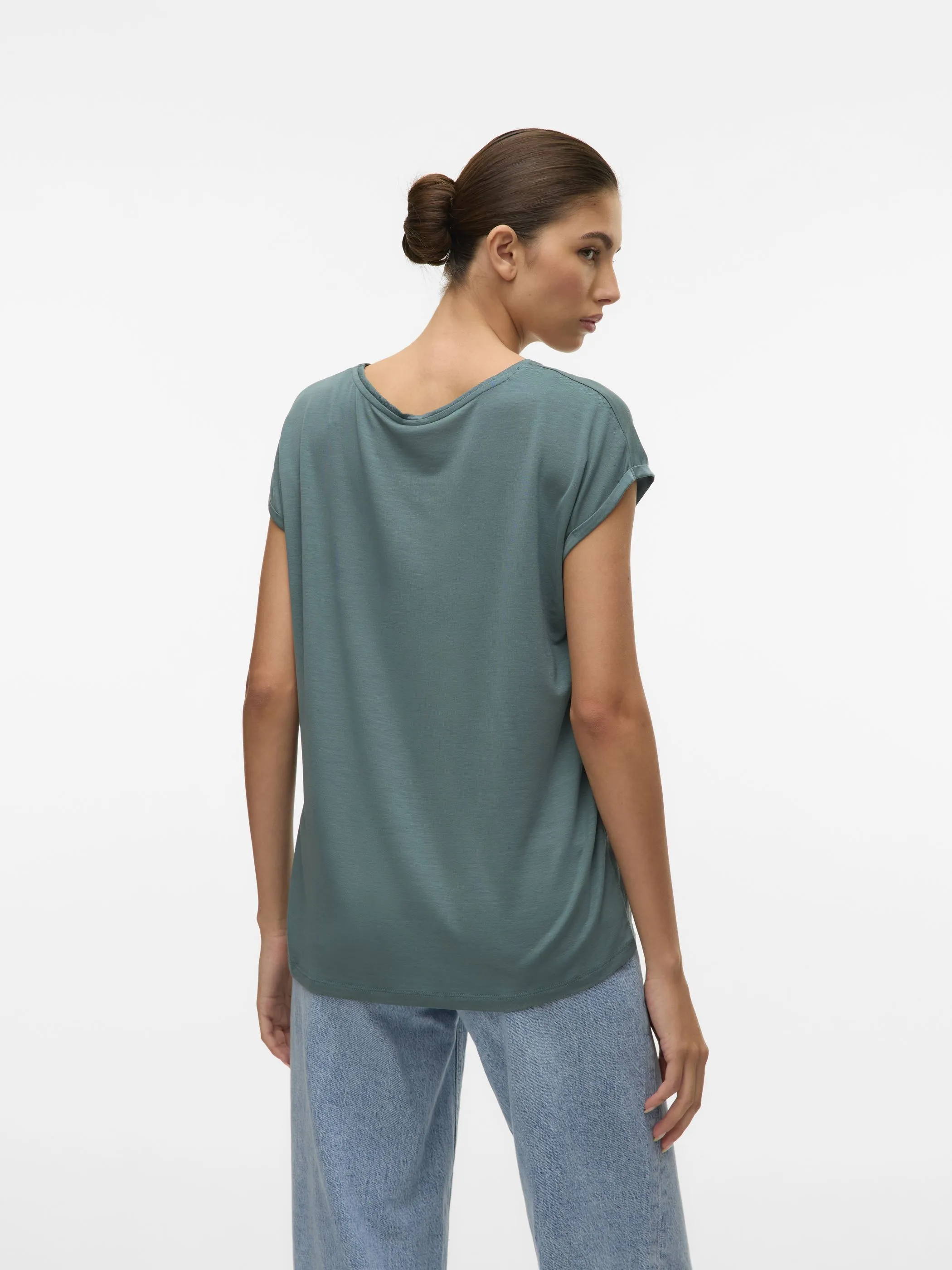Vero Moda 10284468 VMAVA PLAIN SS TOP GA Grün 873829 185518 2