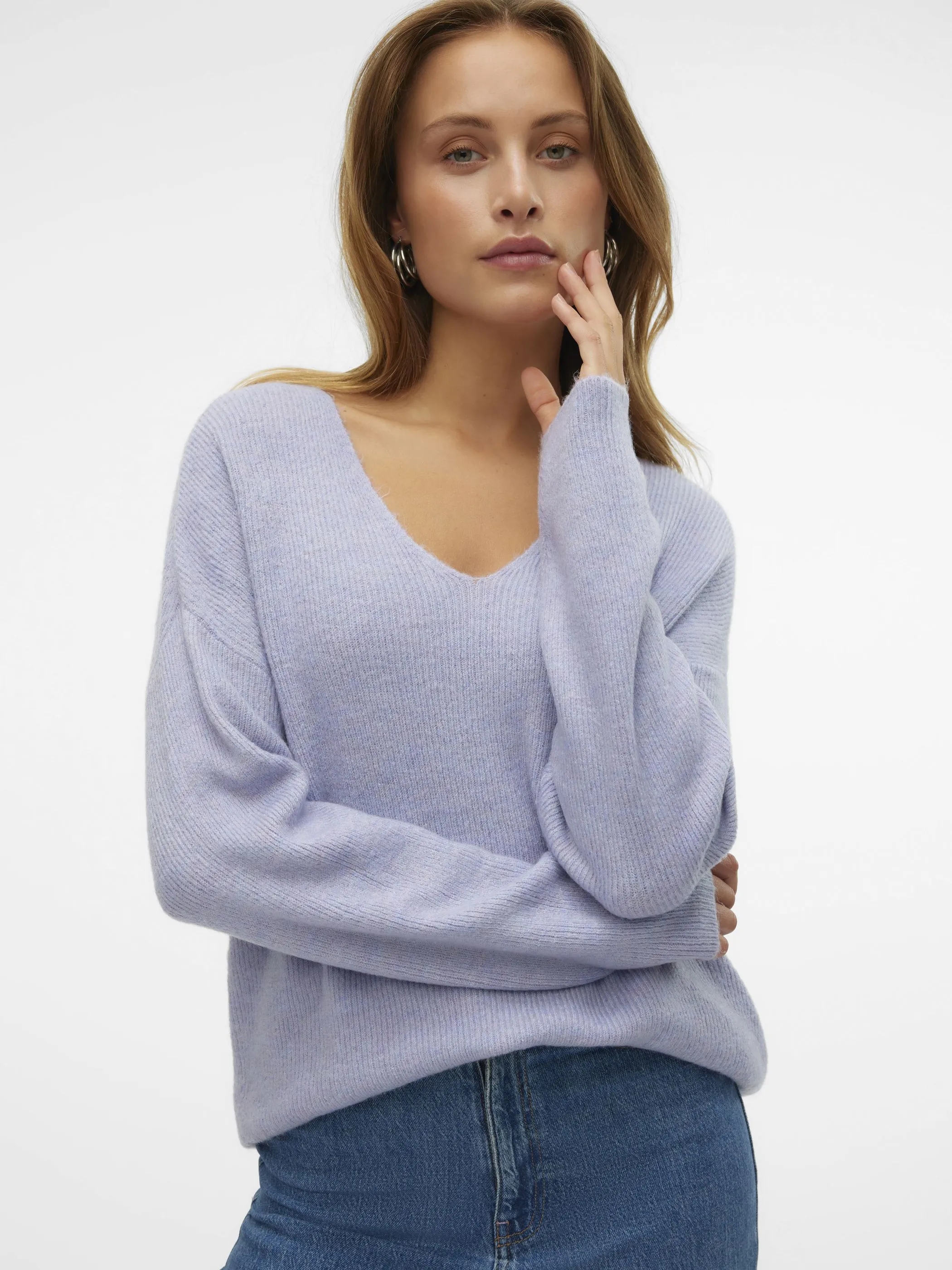 Vero Moda 10233357 VMCREWLEFILE LS V-NEC Lila 842583 211251002 Vero Moda 10233357 VMCREWLEFILE LS V-NEC Lila 842583 211251002