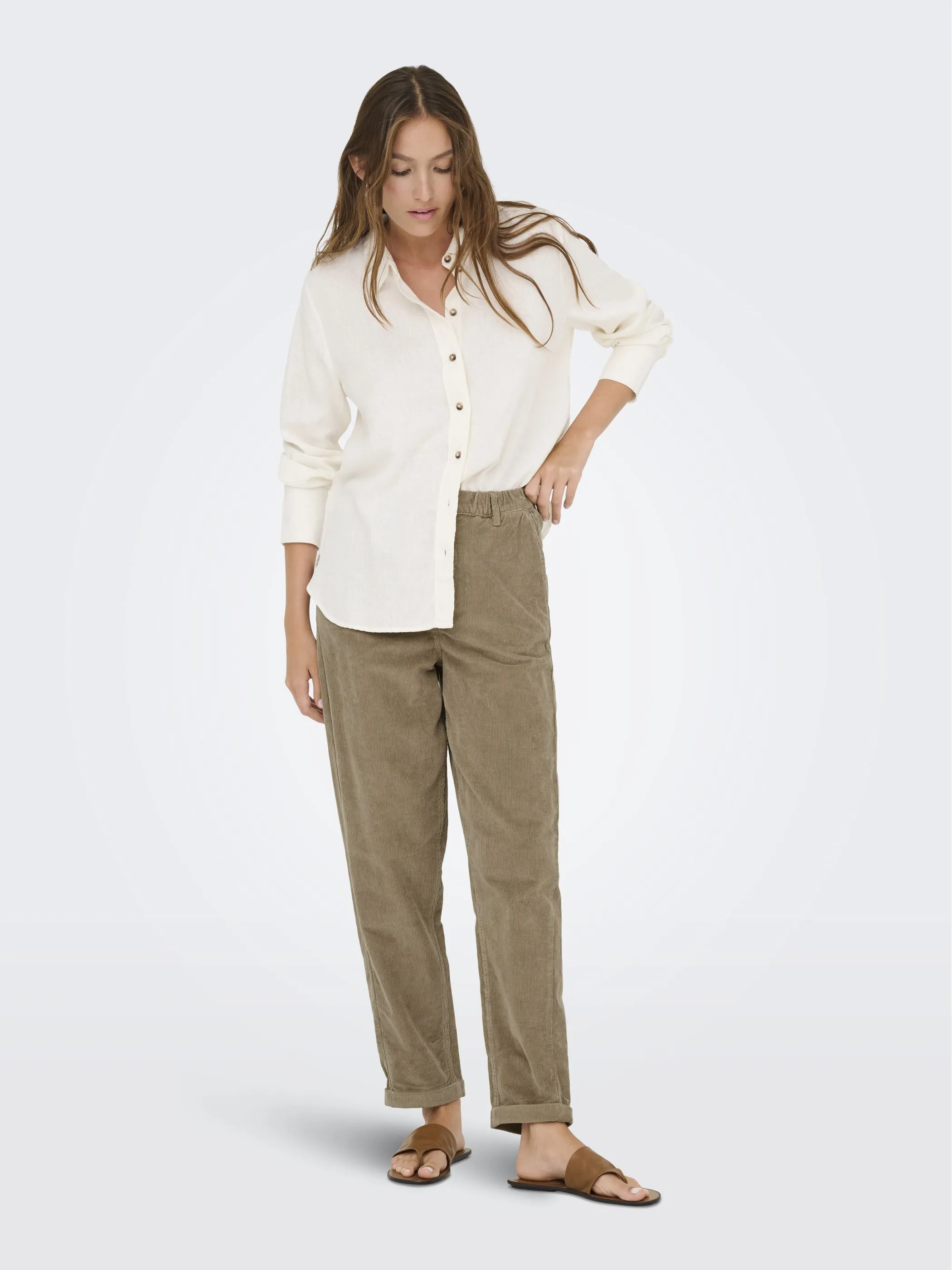 Only 15306423 ONLFLORA MW ELA CORD Beige 917512 292555 3