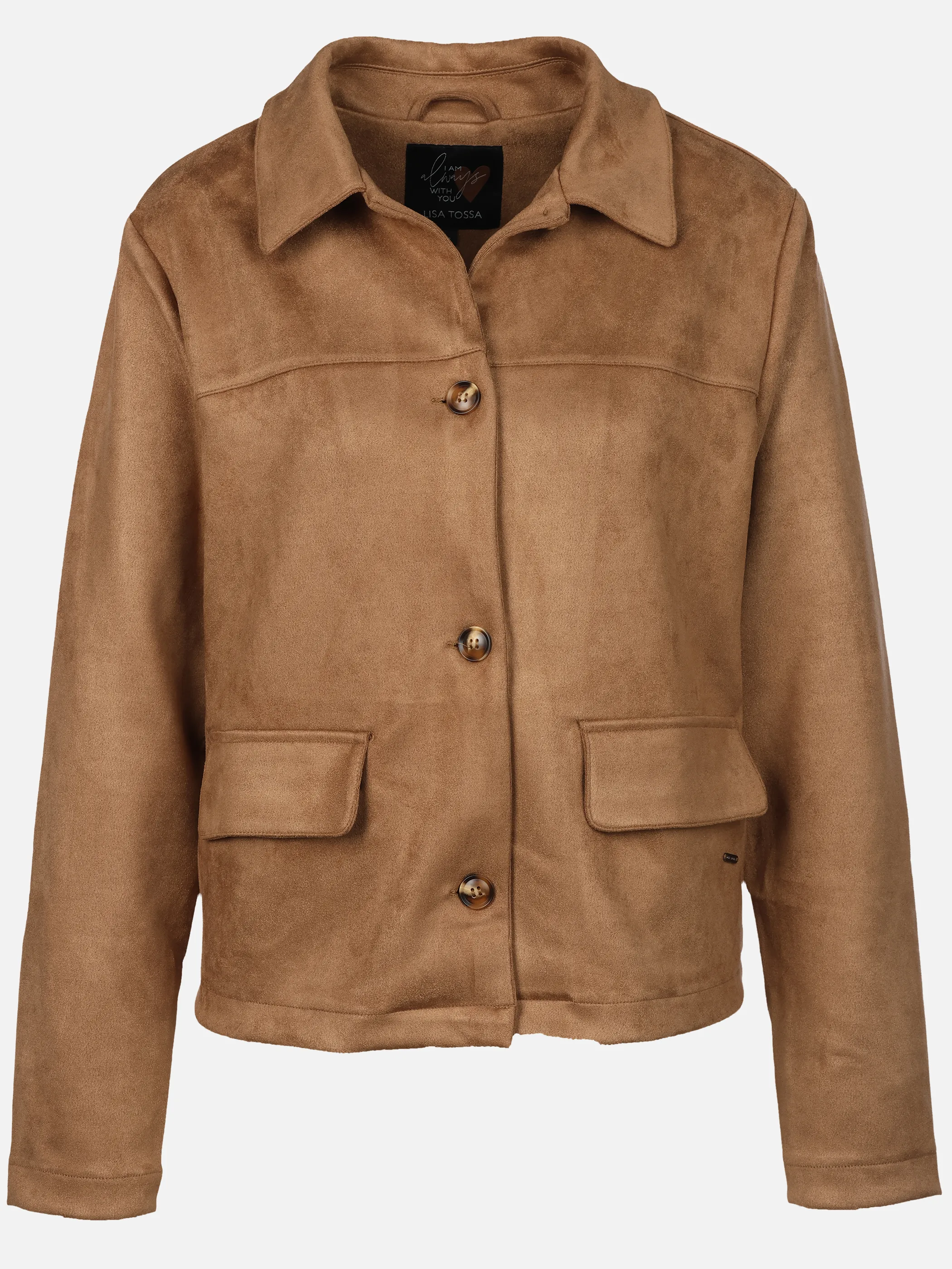 Lisa Tossa Da.Cardigan in Veloursleder Op Braun 929600 COGNAC 1