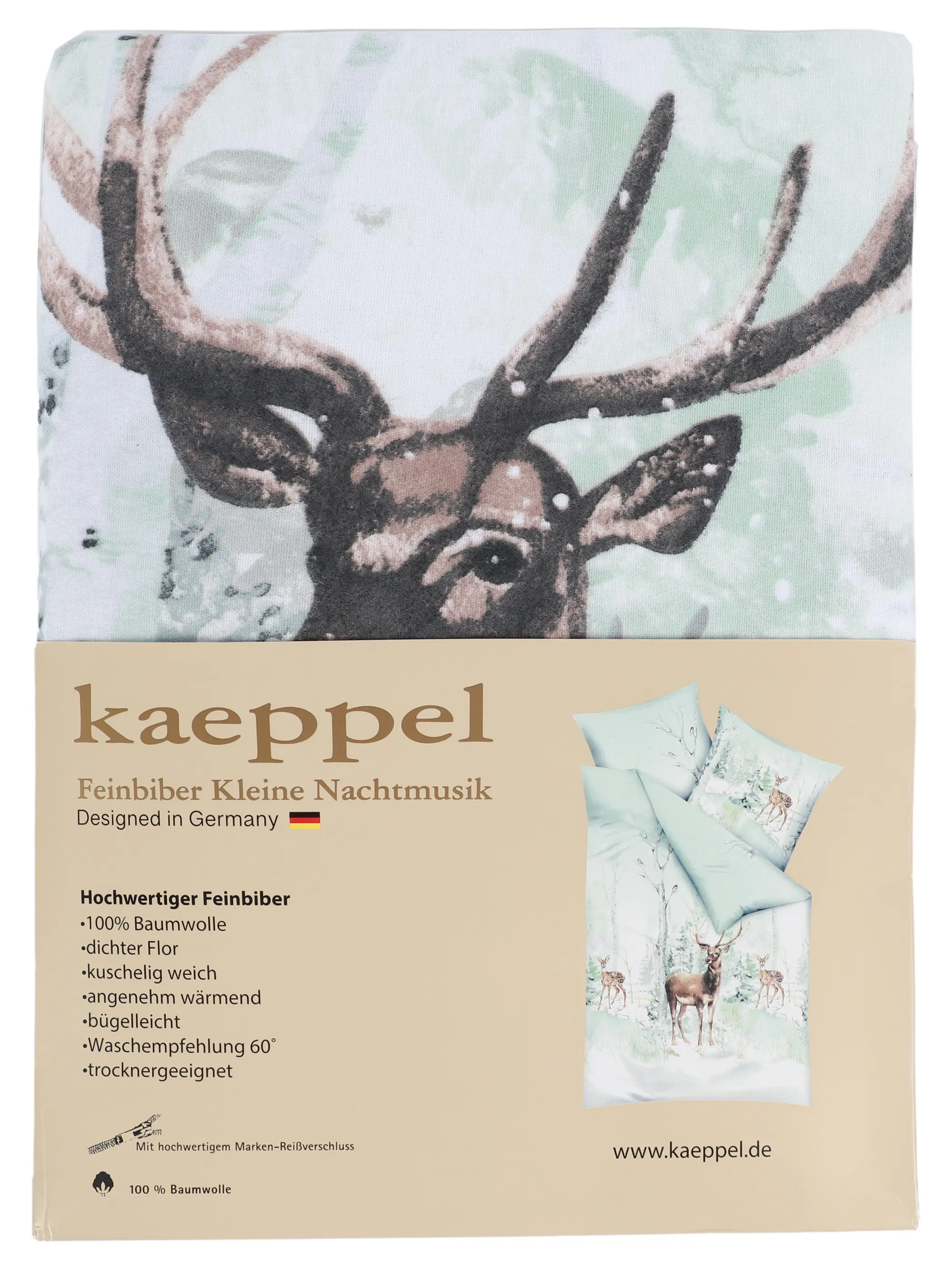 Kaeppel I Biberbettwäsche Peaceful 155x2 Grün 918619 JADE 2