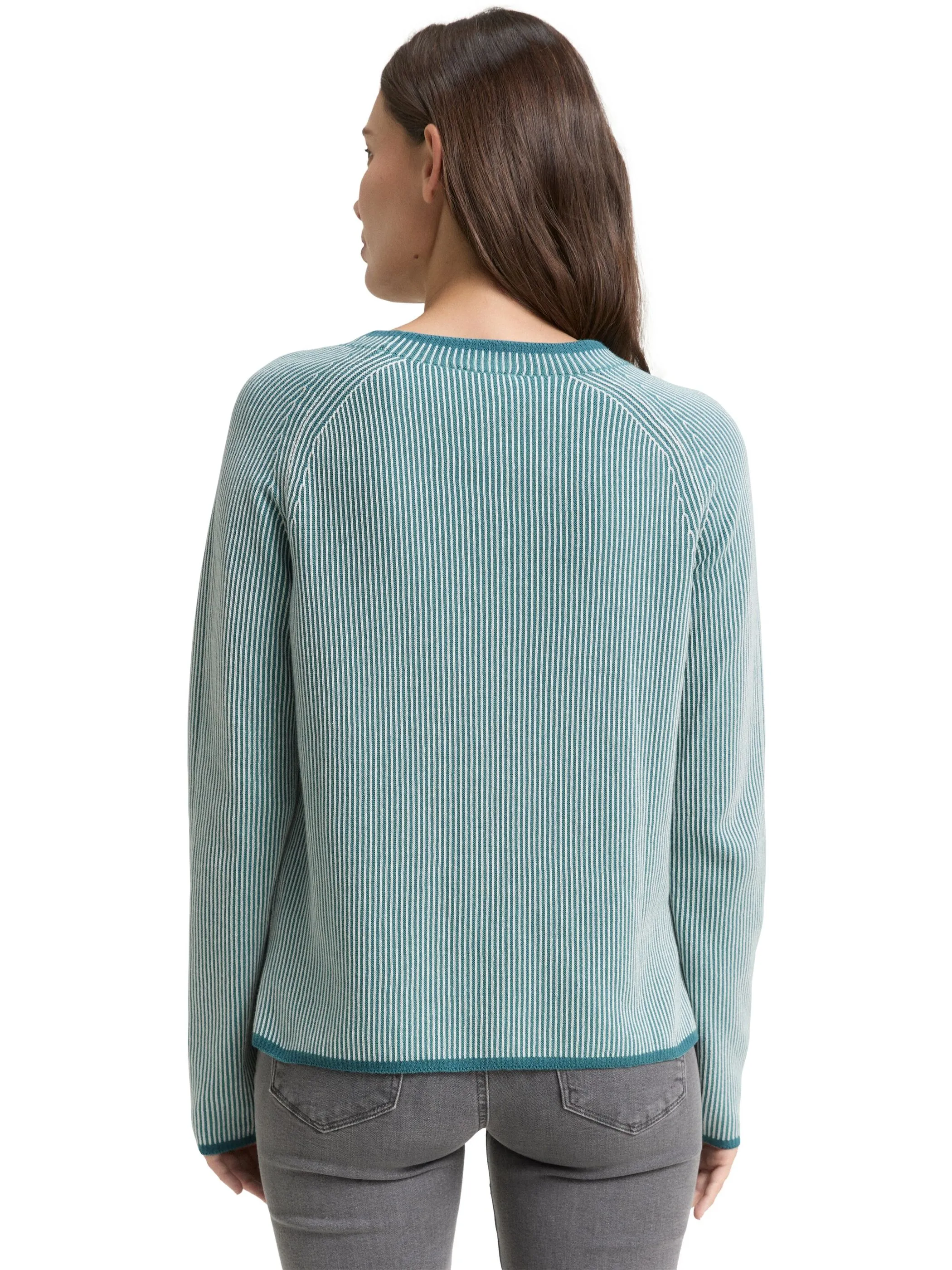 Tom Tailor 1049187 knit striped crewneck Türkis 919040 39244 2