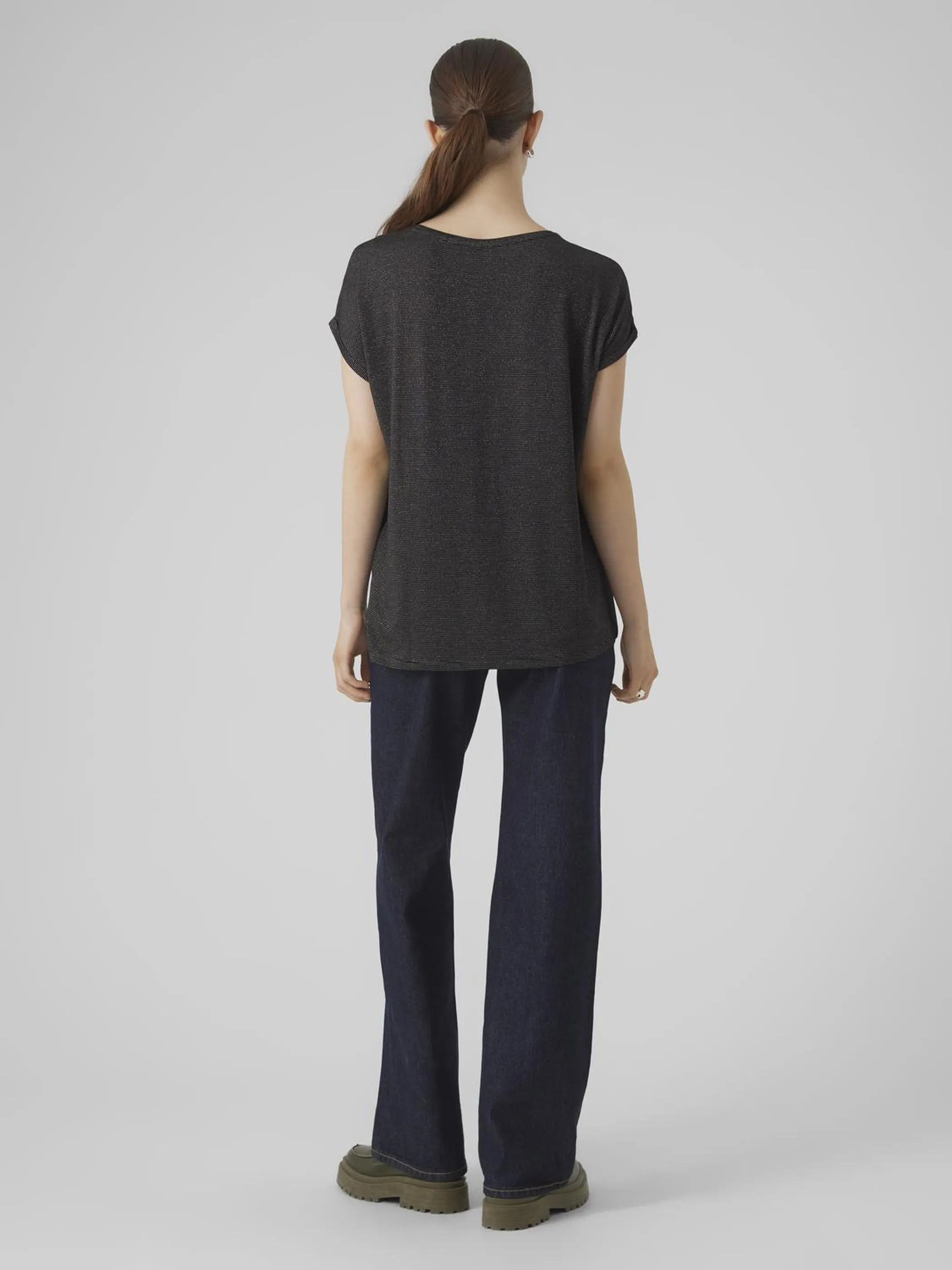 Vero Moda 10250488 VMLAVA GLITTER SS TOP STRIPE Schwarz 852566 177868003 2