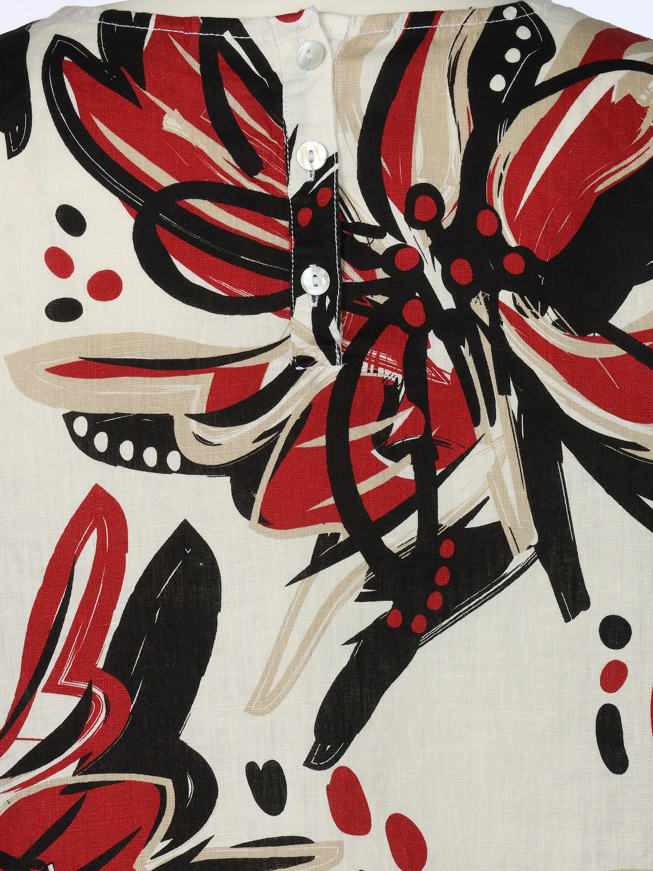 Lisa Tossa Da-Leinenbluse m. Print Rot 921022 ROT 3