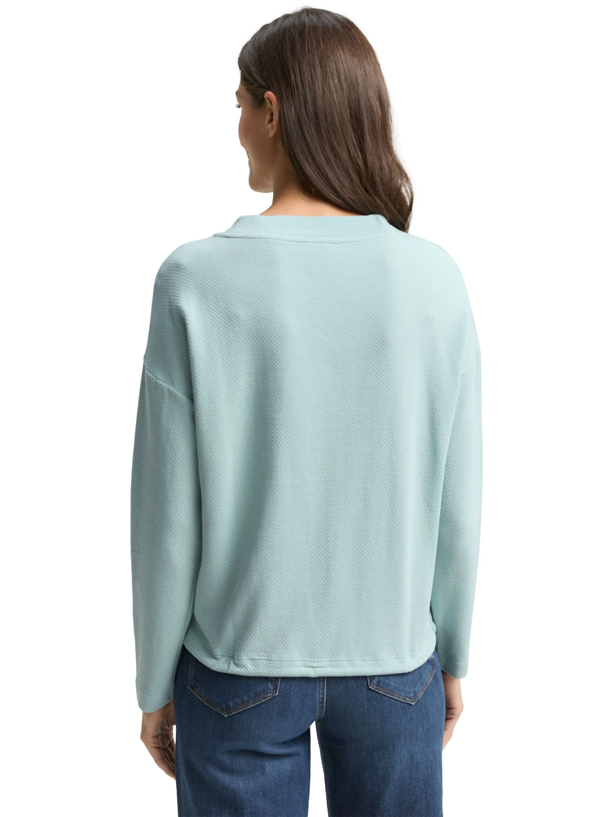 Tom Tailor 1049036 Sweatshirt basket rib Grün 918874 27450 2