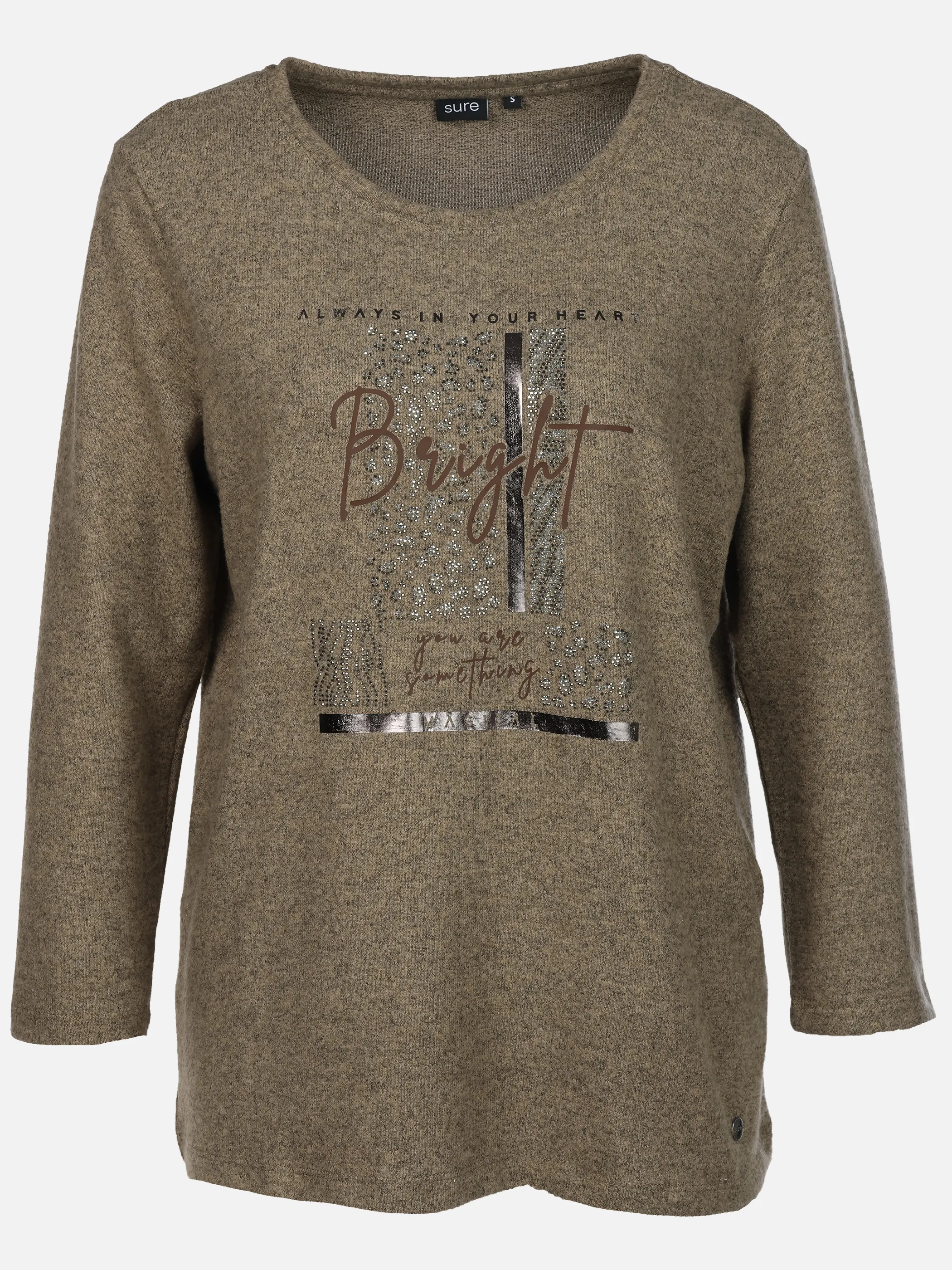 Sure Da. Flausch Shirt m. Frontprint Braun 932334 AFFOGAT 1