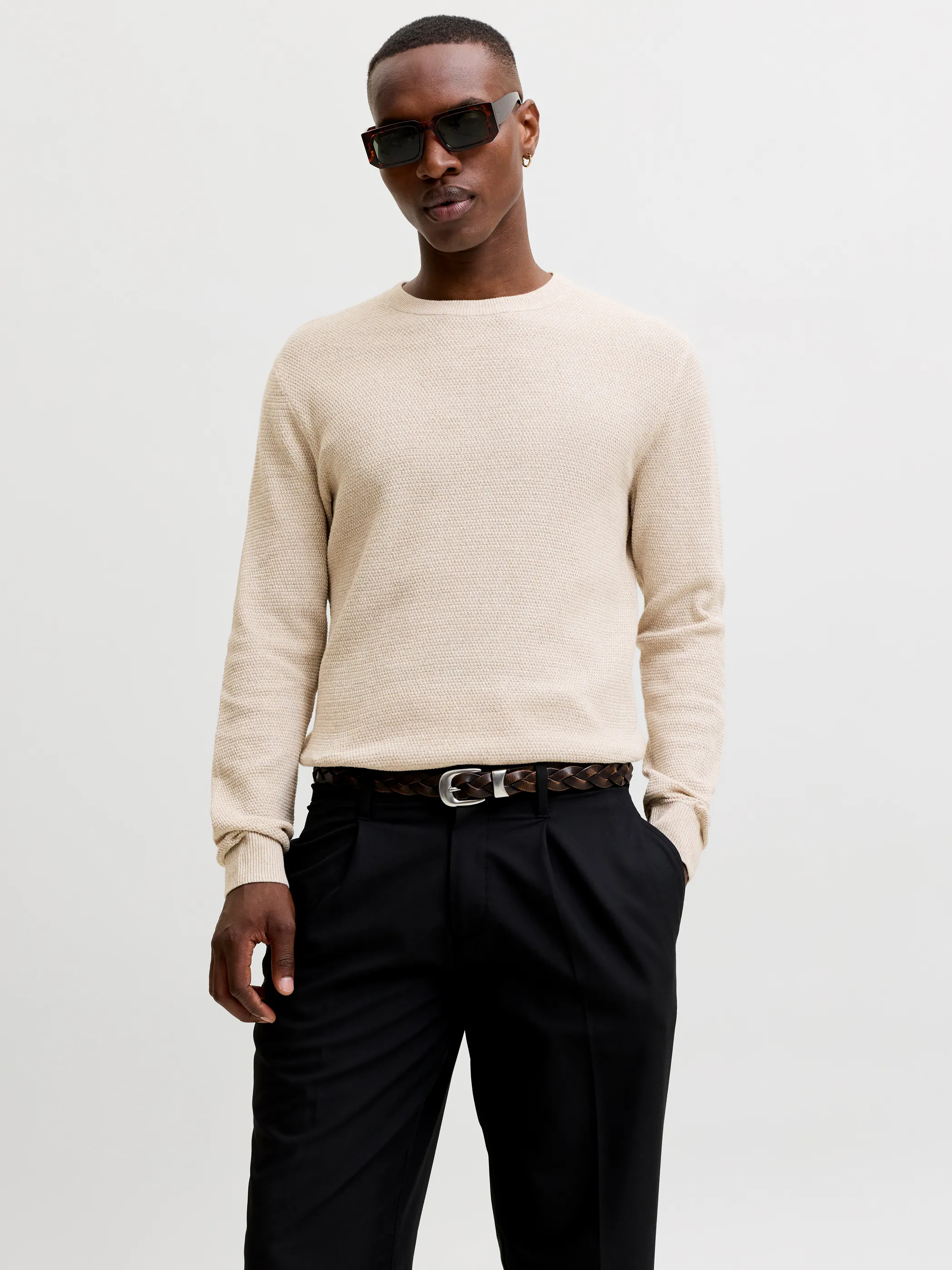 Jack Jones 12298310 JJERYDER KNIT CREW NE Weiß 928224 176595001 1