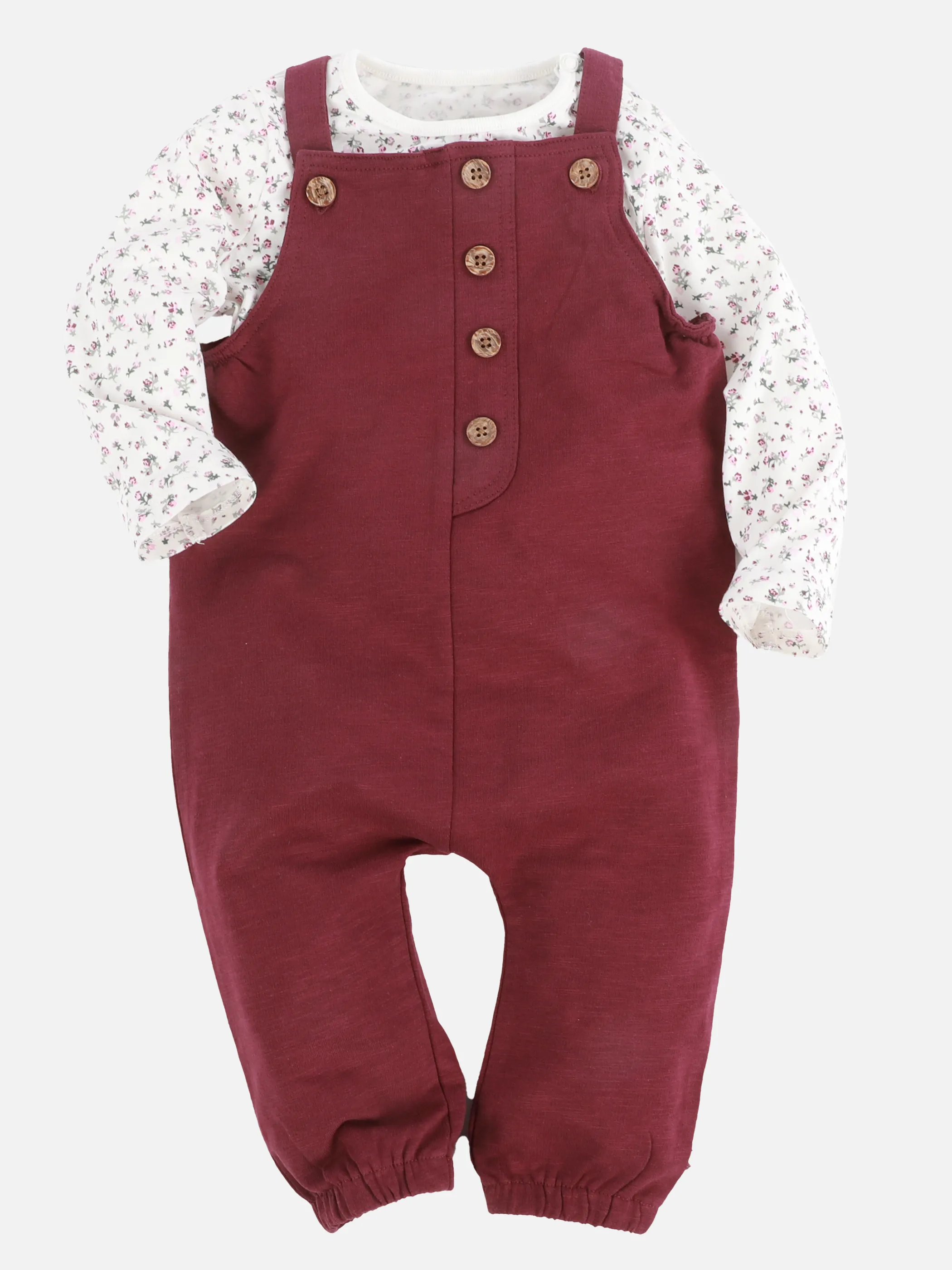 Bubble Gum BM 2tlg Set Longsleeve  Blumen AOP und Strampler Rot 907425 BORDEAUX 1