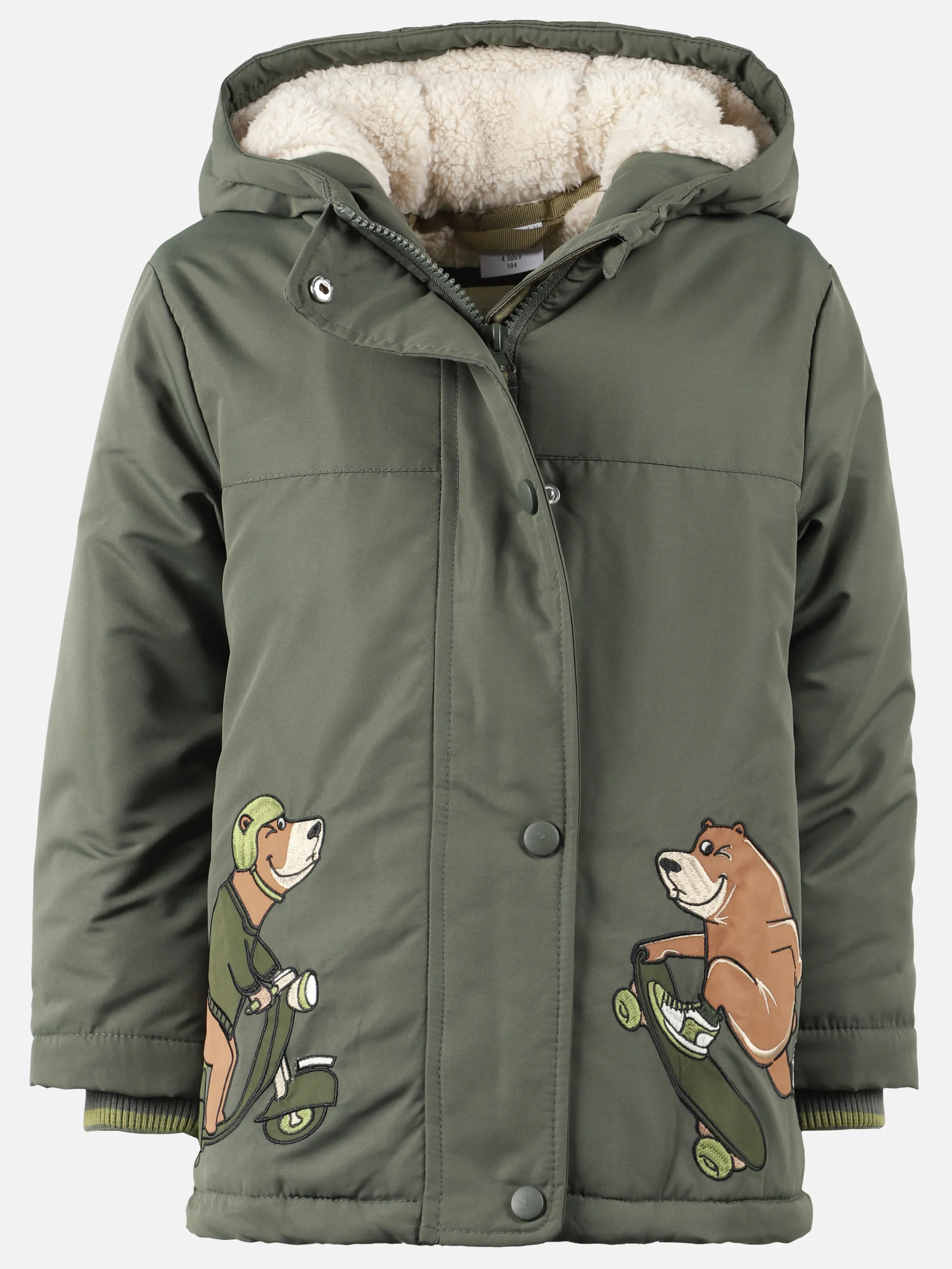 One Way KM Jacke mit Bären Print in grün Grün 913604 GREEN 1