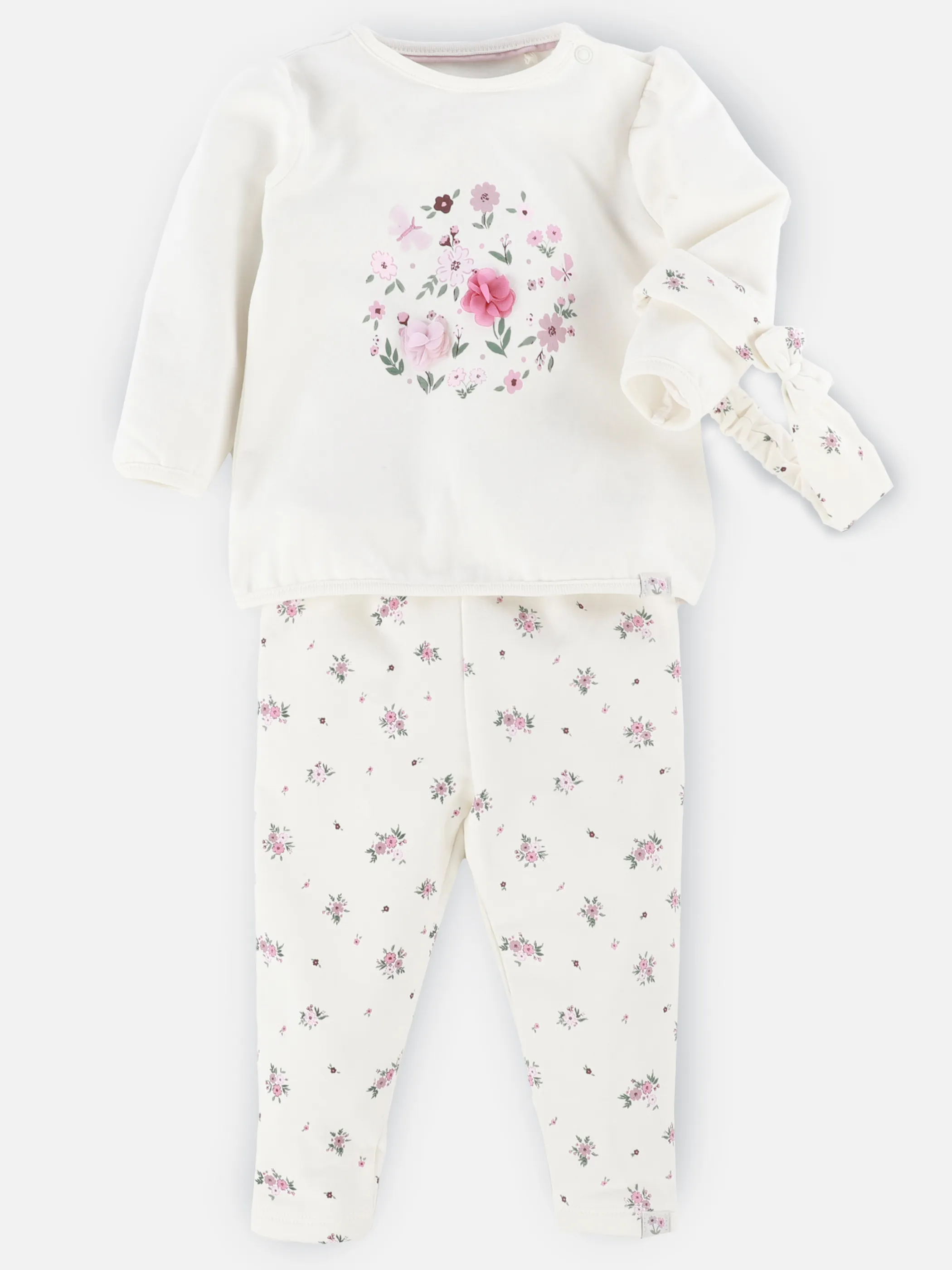 Bubble Gum BM Set 3 pcs mit Blumen Print in weiß Weiß 913462 WEIß 1