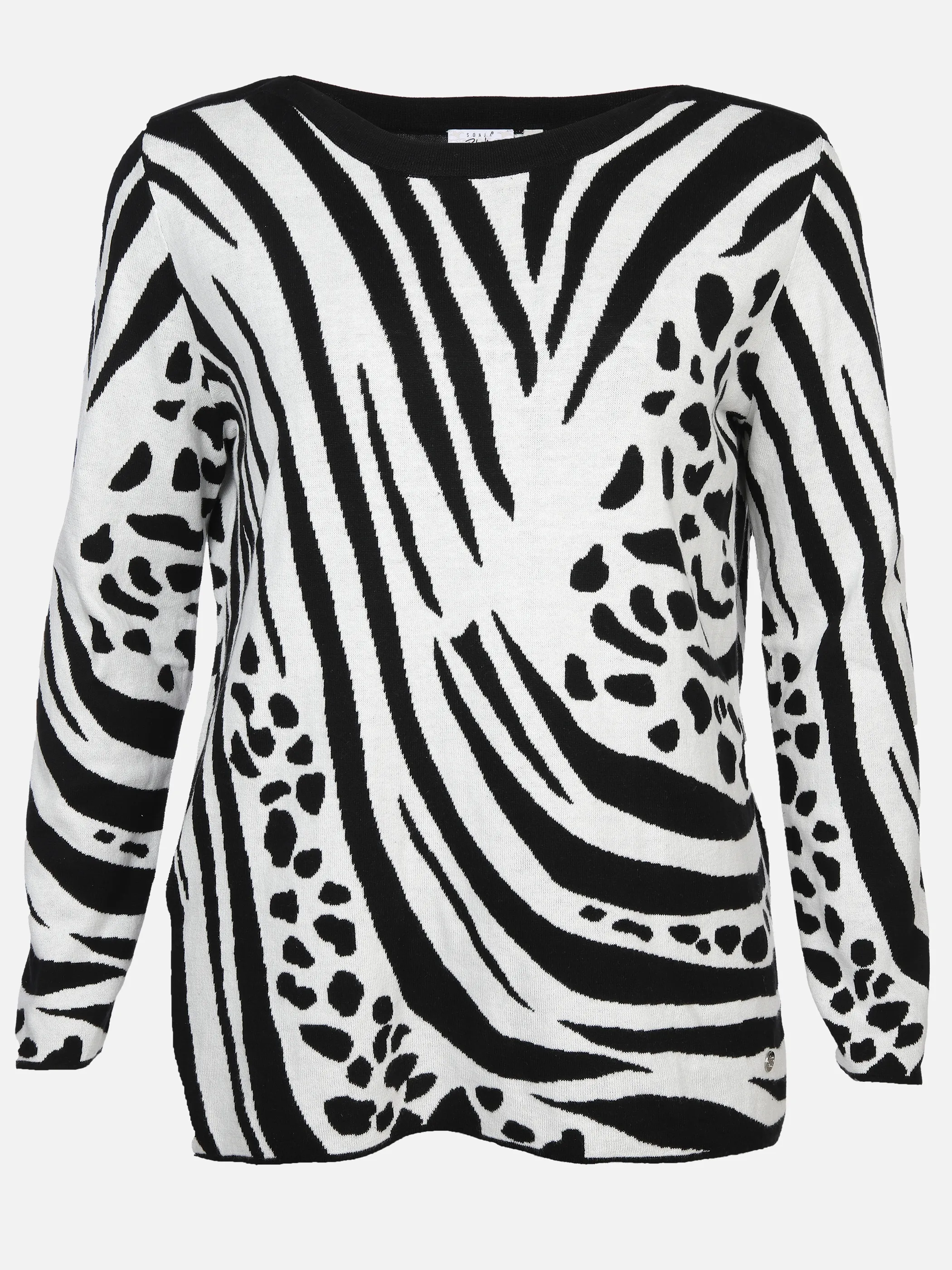 Sonja Blank Da-gr.Gr. Jaquard Pullover Schwarz 896792 SW/OFFW 1 Sonja Blank Da-gr.Gr. Jaquard Pullover Schwarz 896792 SW/OFFW 1