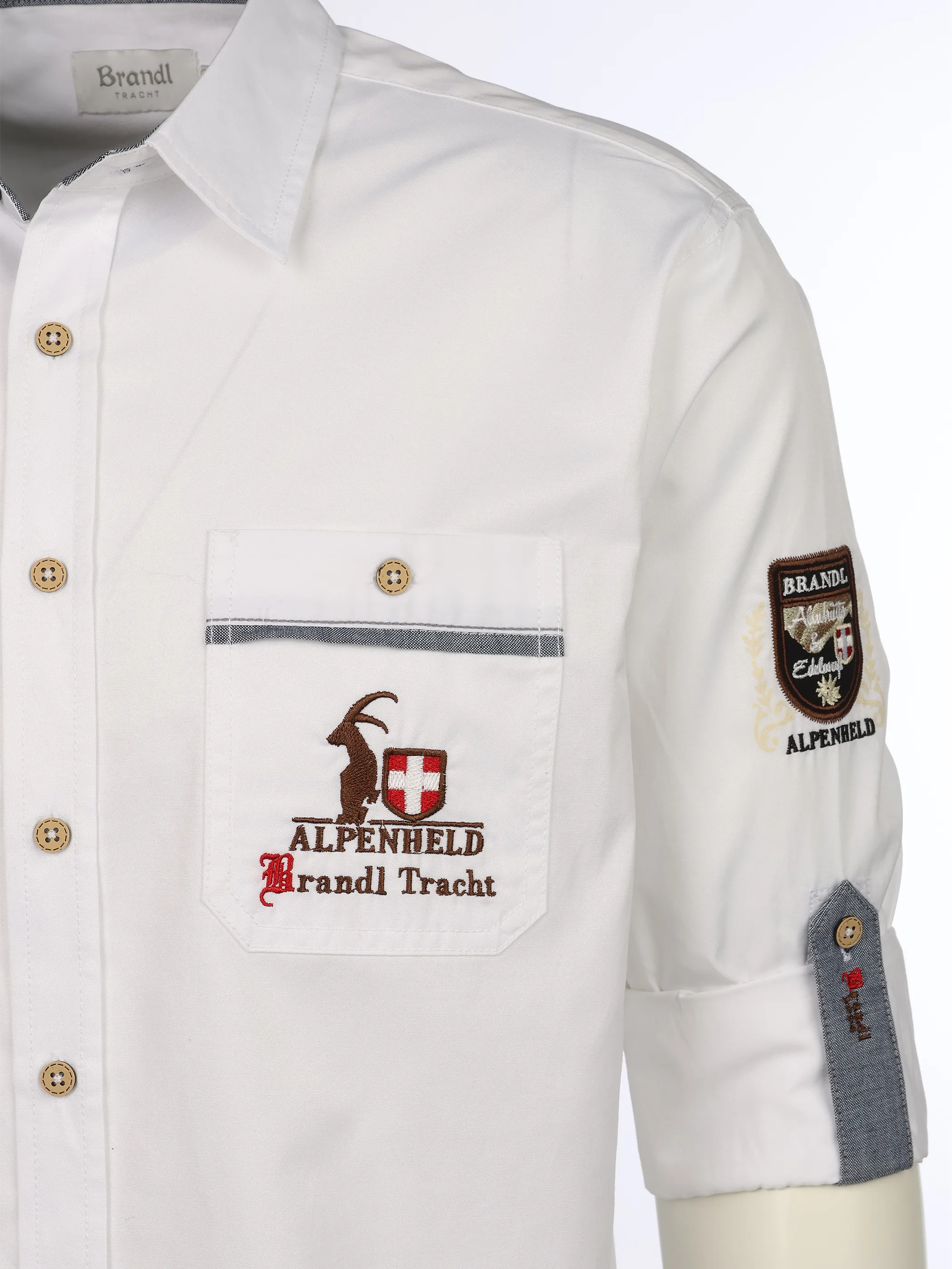 Brandl Tracht He. Trachtenhemd 1/1 Arm Weiß 893338 WHITE 3