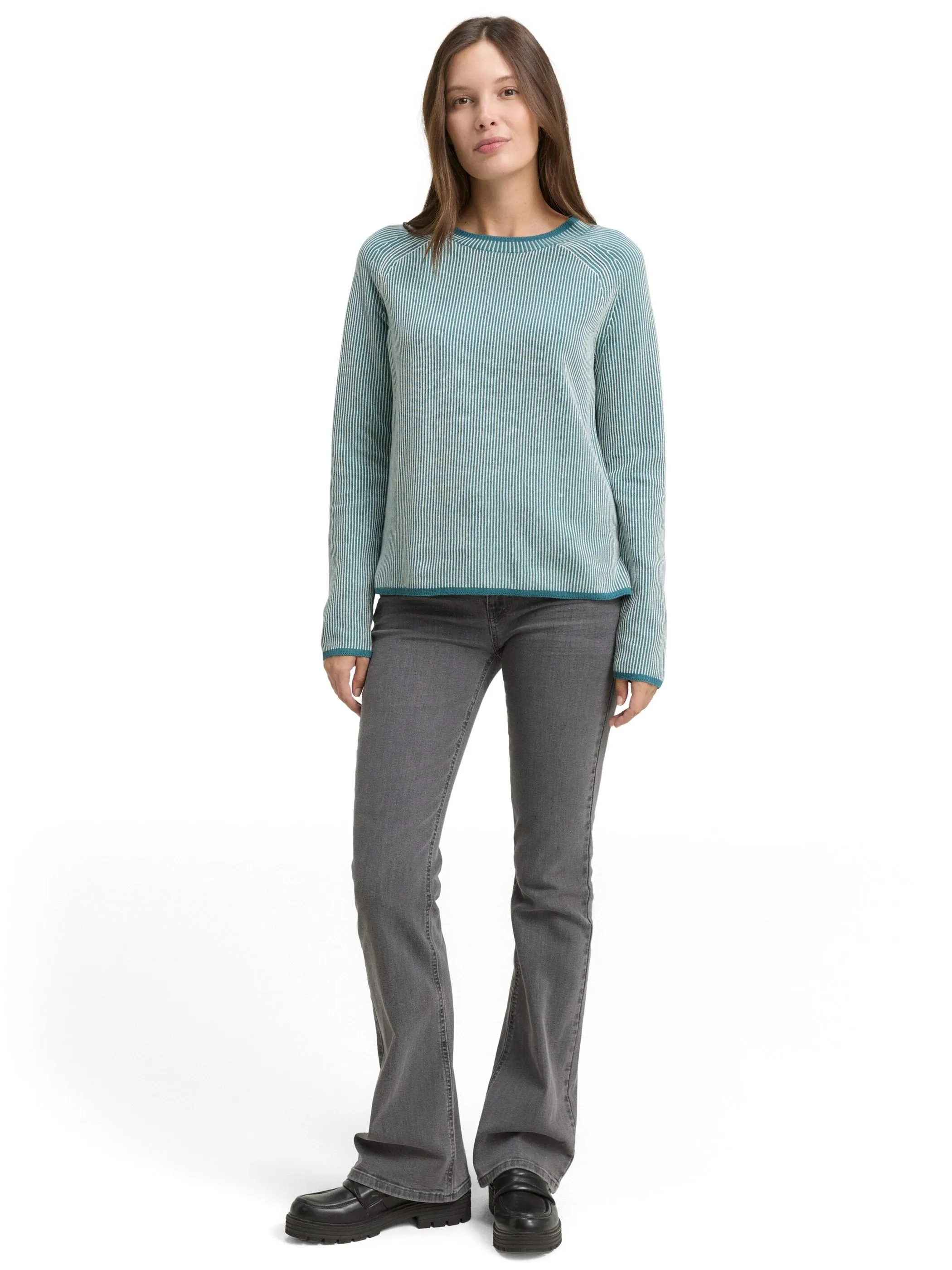 Tom Tailor 1049187 knit striped crewneck Türkis 919040 39244 4