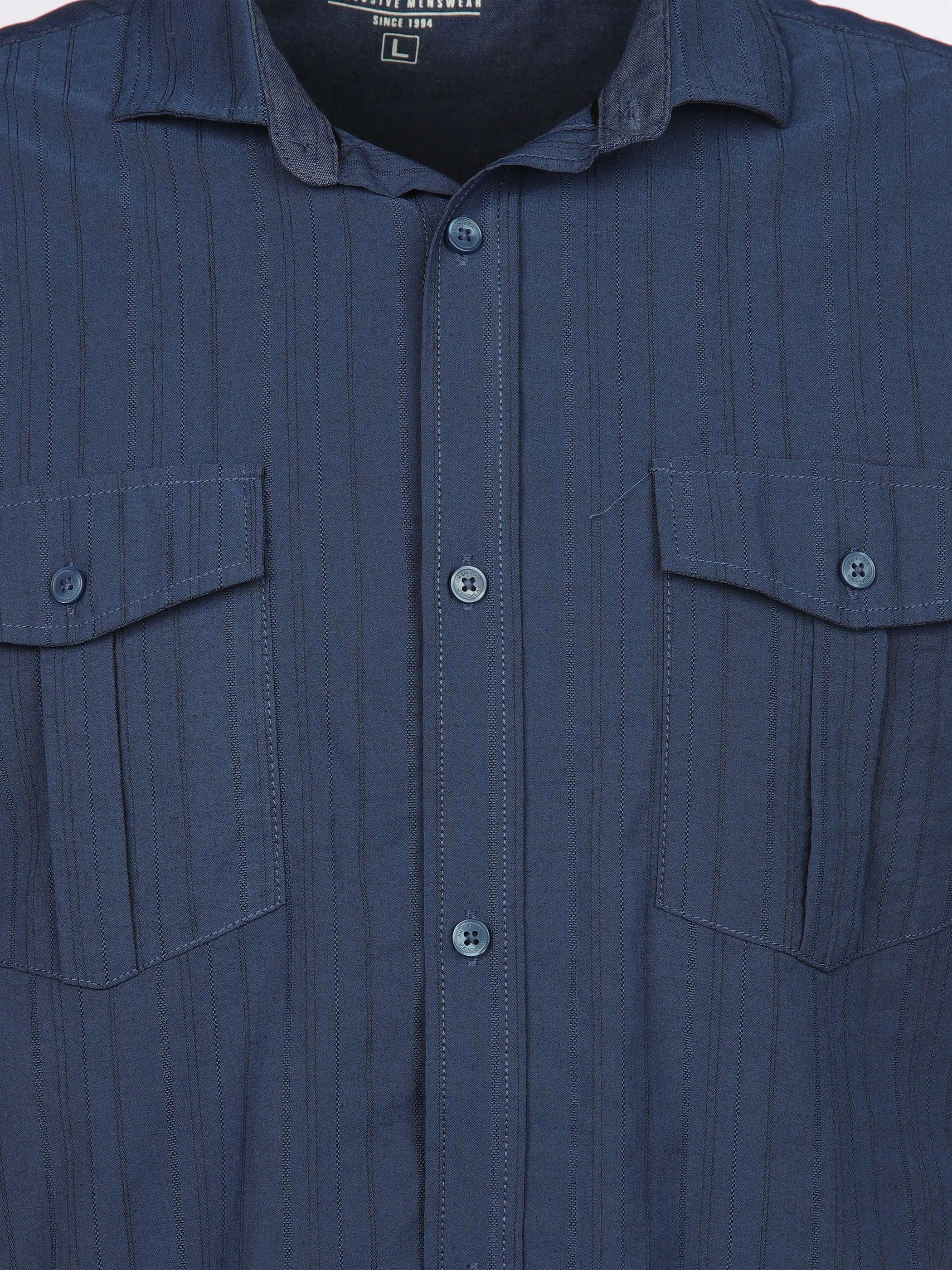 Jim Spencer He. Freizeithemd 1/2 Arm Jacquard Blau 908752 BLUE 3