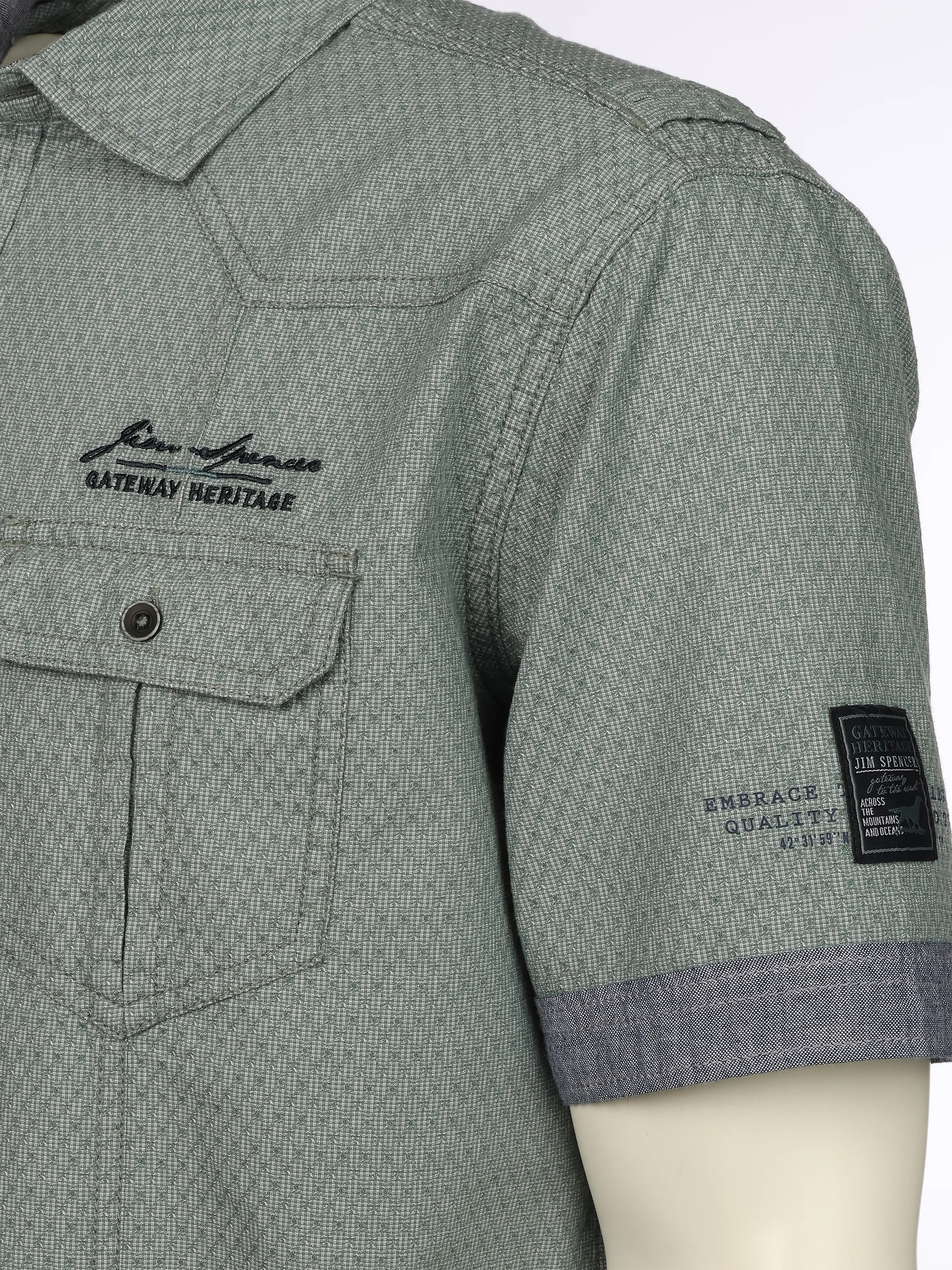 Jim Spencer He. Freizeithemd 1/2 Arm slub Blau 923119 OCEAN 3