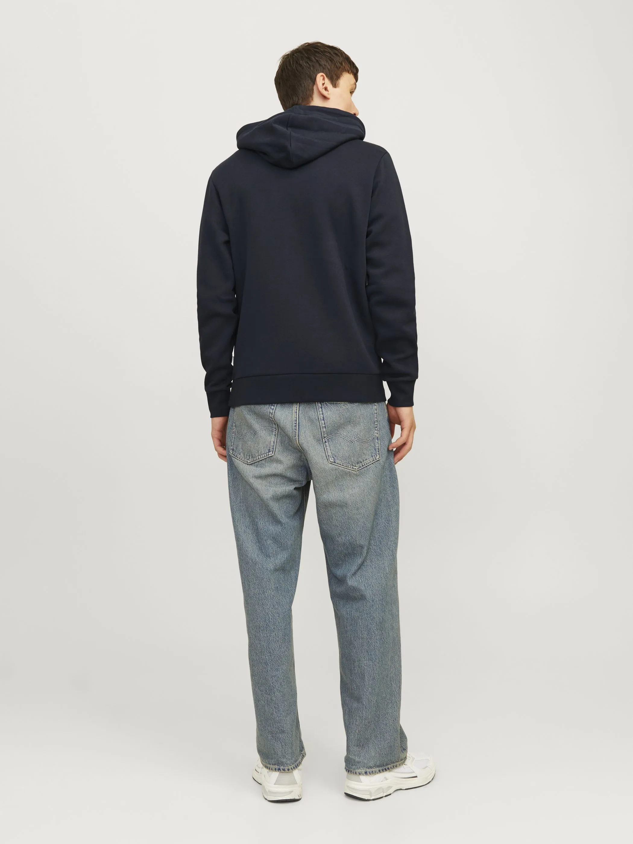 Jack Jones 12255617 JJELOGO SWEAT HOOD 2 Marine 895765 175697 2