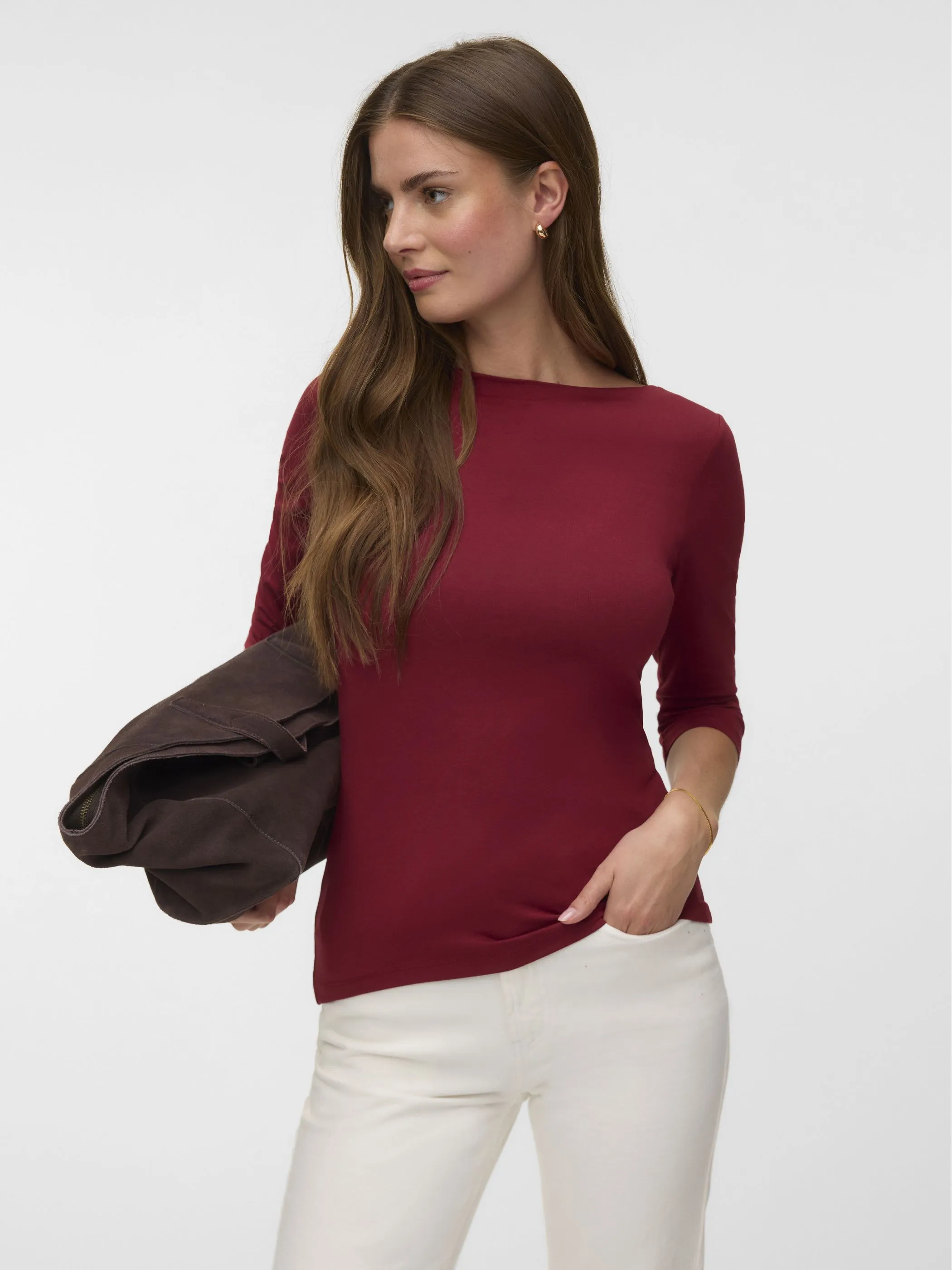 Vero Moda 10274133 VMPANDA MODAL 3/4 TOP Rot 866193 230355 1