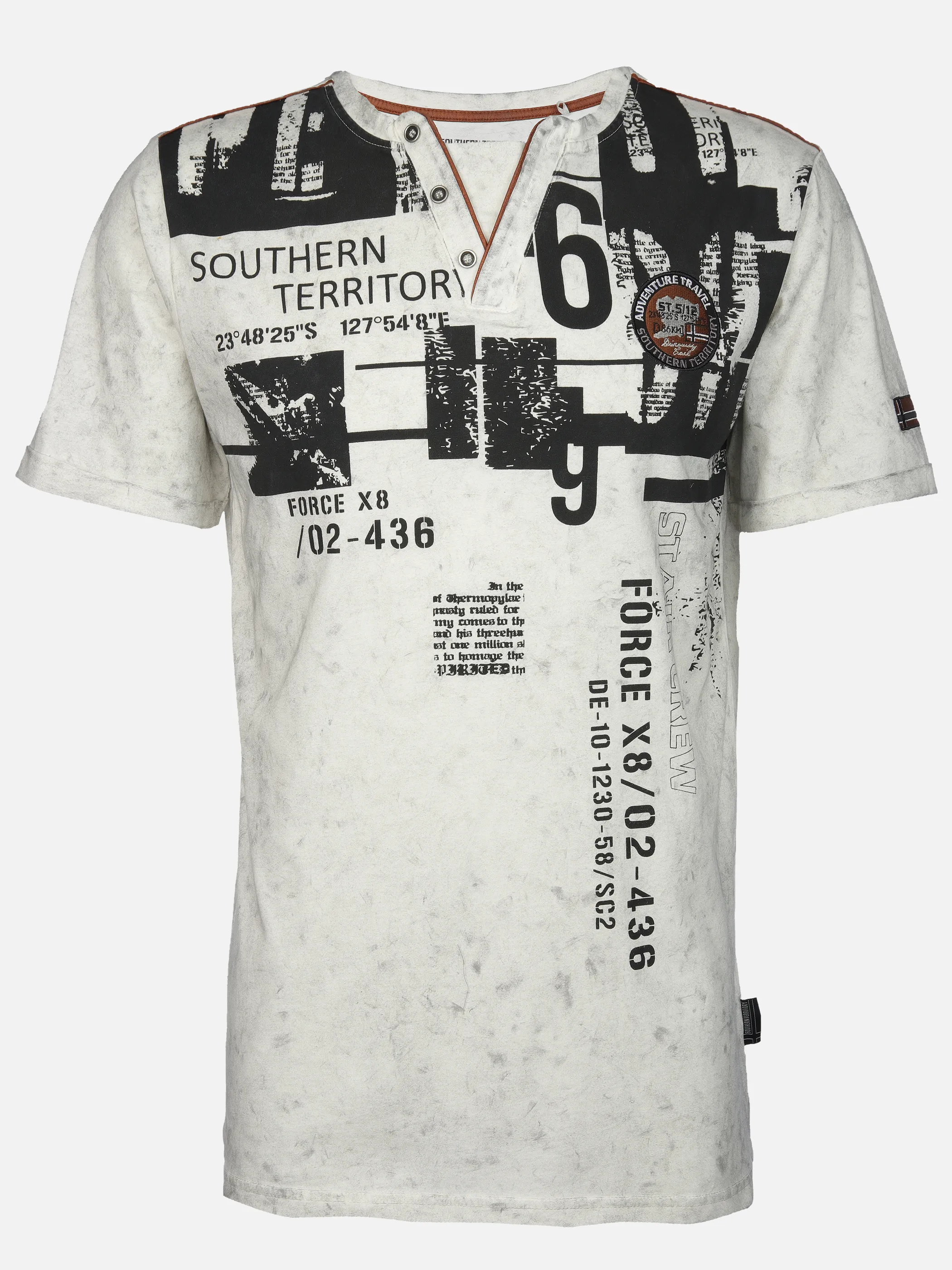 Southern Territory He. Henleyshirt 1/2 Arm alloverprint Weiß 910641 WEIß 1