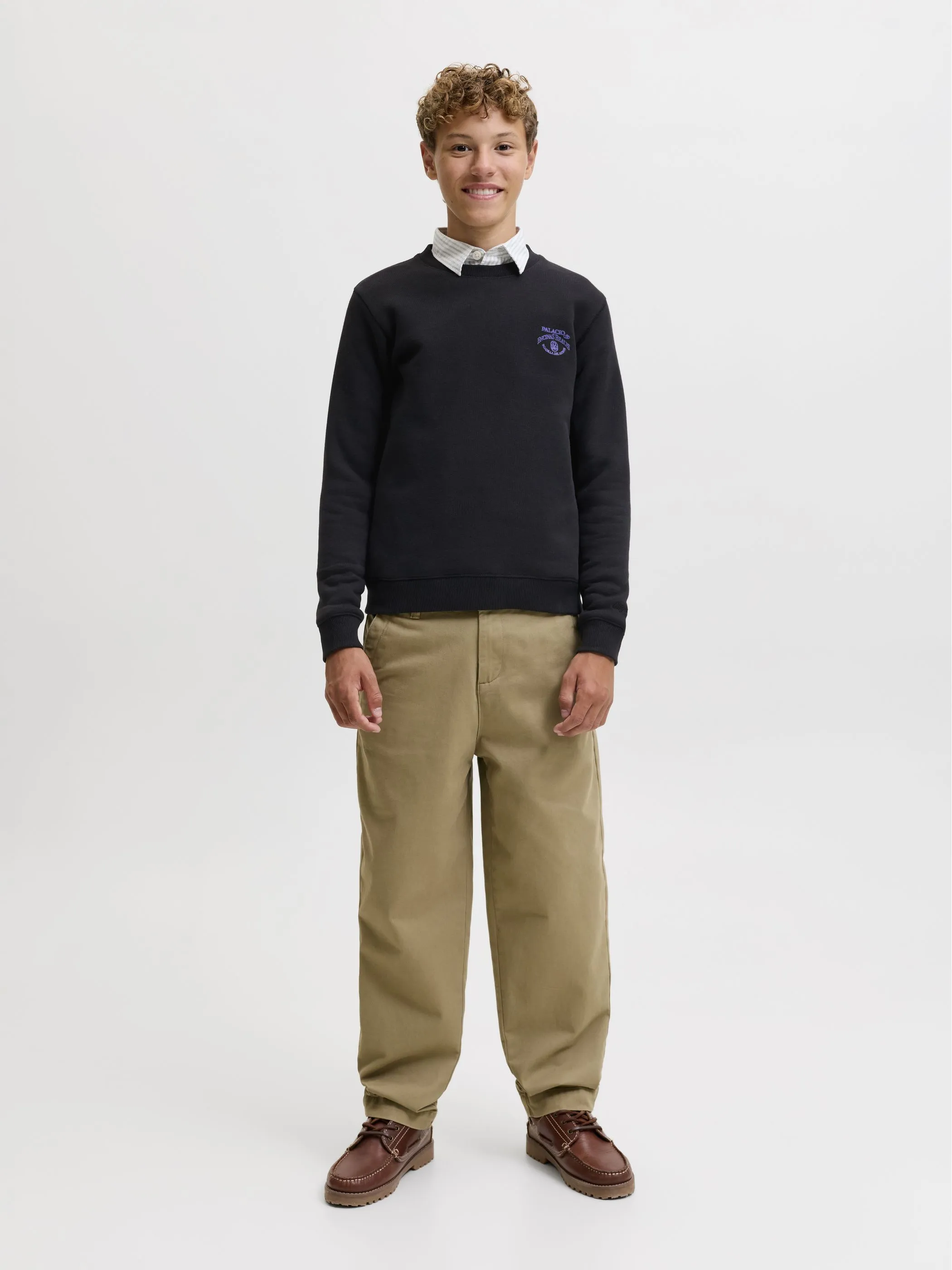 Jack&Jones Junior 12303317 JORCHAMBERI TYPO SWEAT CREW NECK JN Schwarz 931442 175696 4