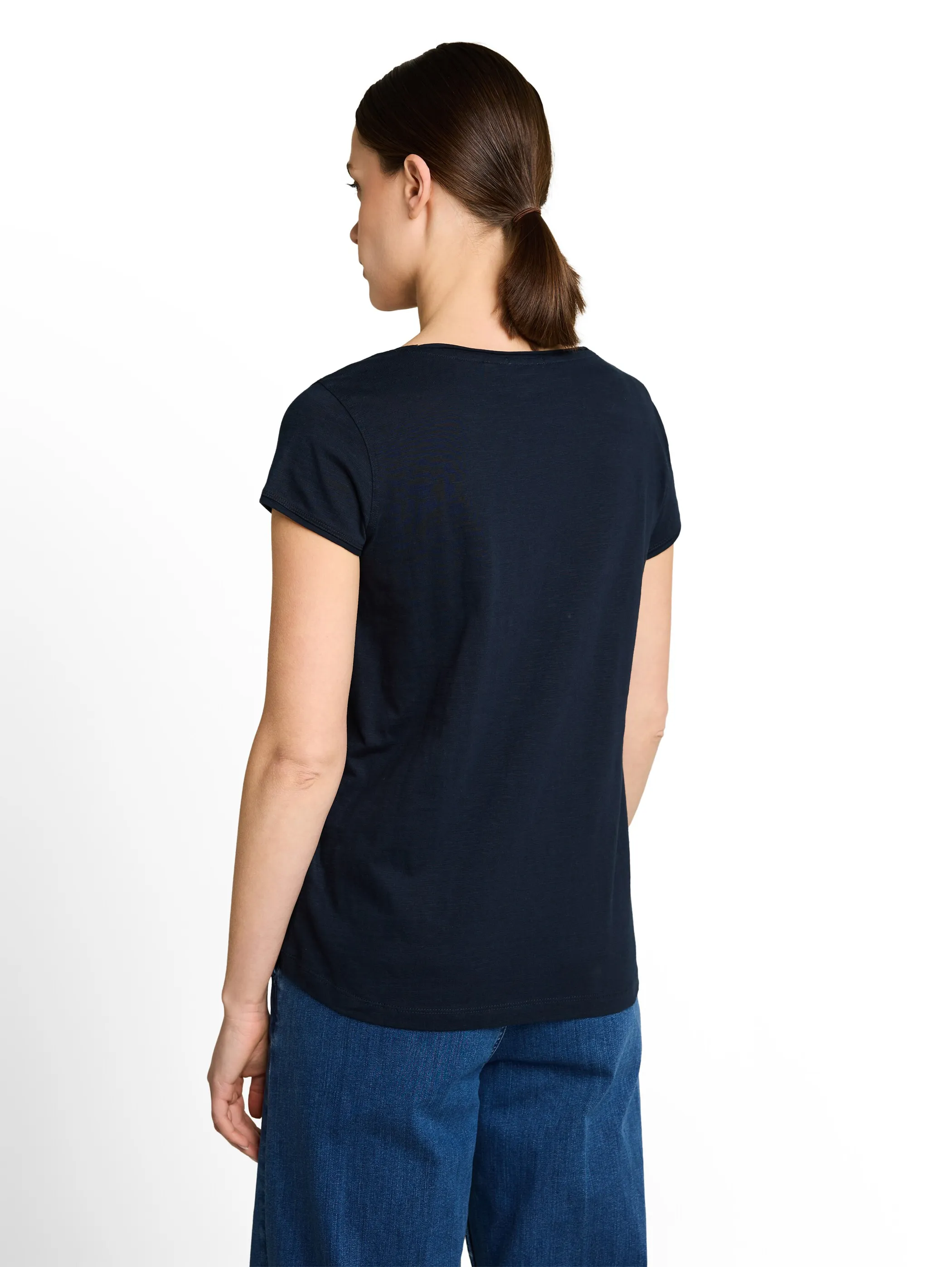 Tom Tailor 1050423 NOS T-shirt slub jersey wide crew Blau 922033 10668 2