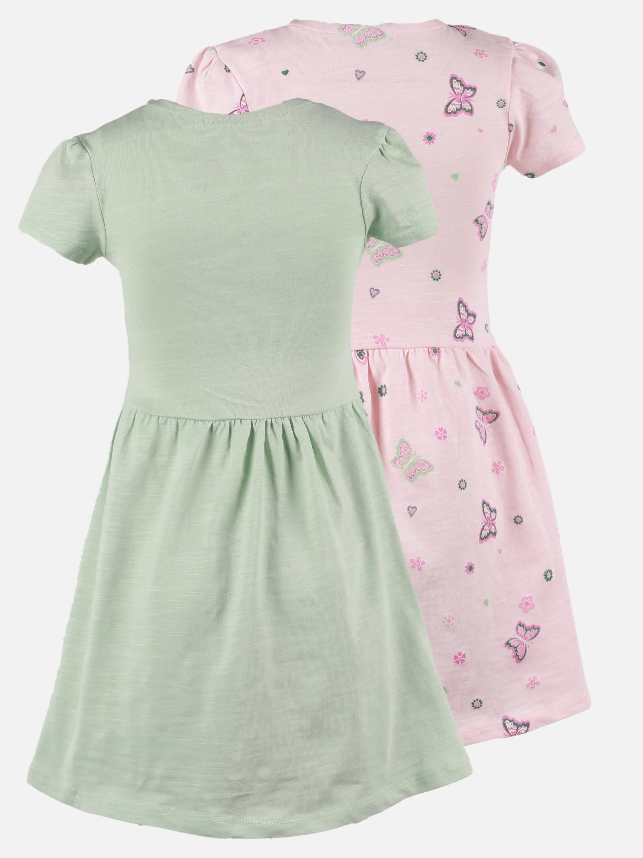 Stop + Go KM 2er Pack Kleid Schmetterling Frontprint und AOP Bunt 907410 GRÜN/ROSA 2