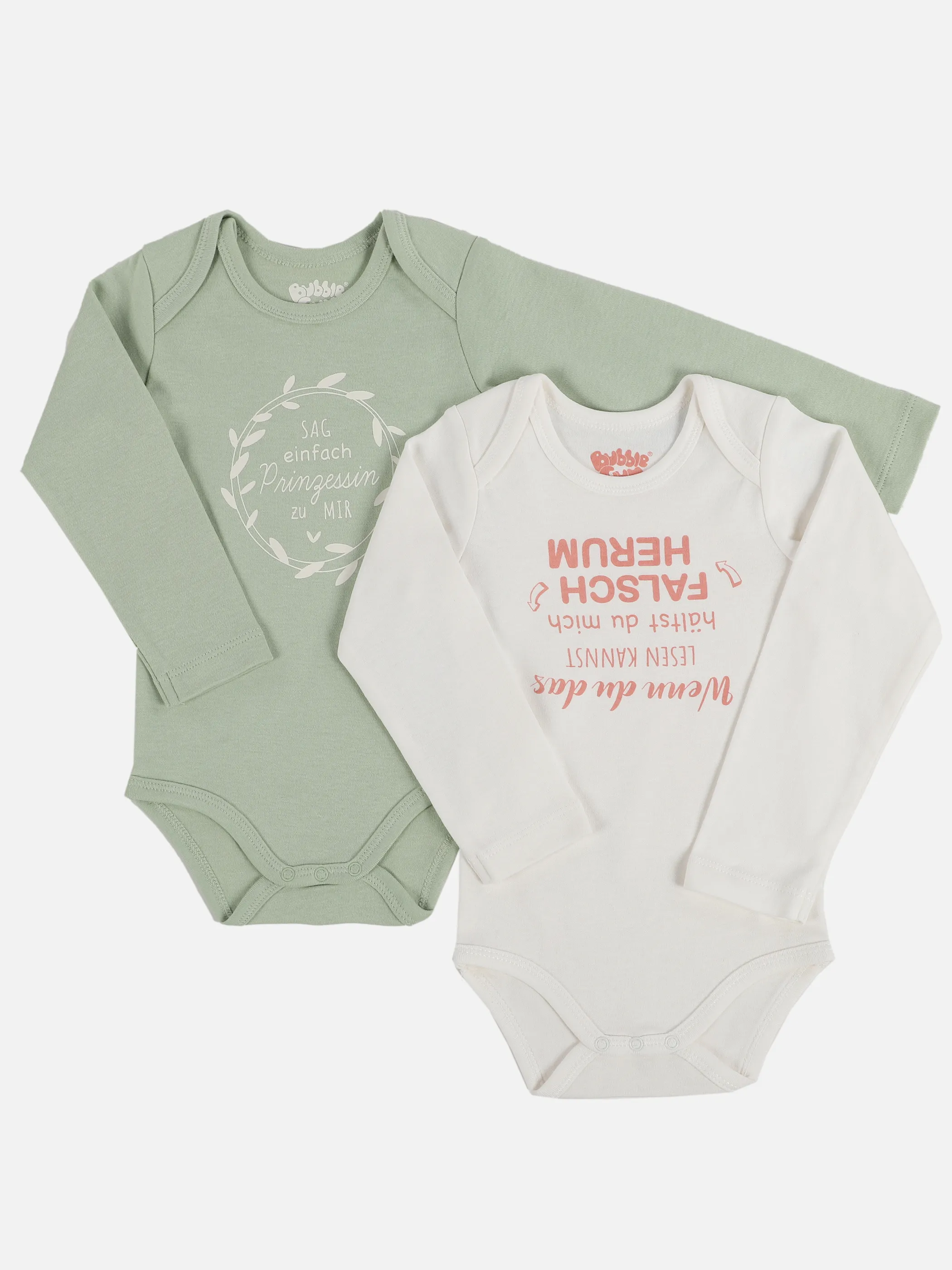 Bubble Gum BM langarm Sprüche Body 2er Pack in weiß und grün Weiß 890967 WEIß/GRÜN 1 Bubble Gum BM langarm Sprüche Body 2er Pack in weiß und grün Weiß 890967 WEIß/GRÜN 1