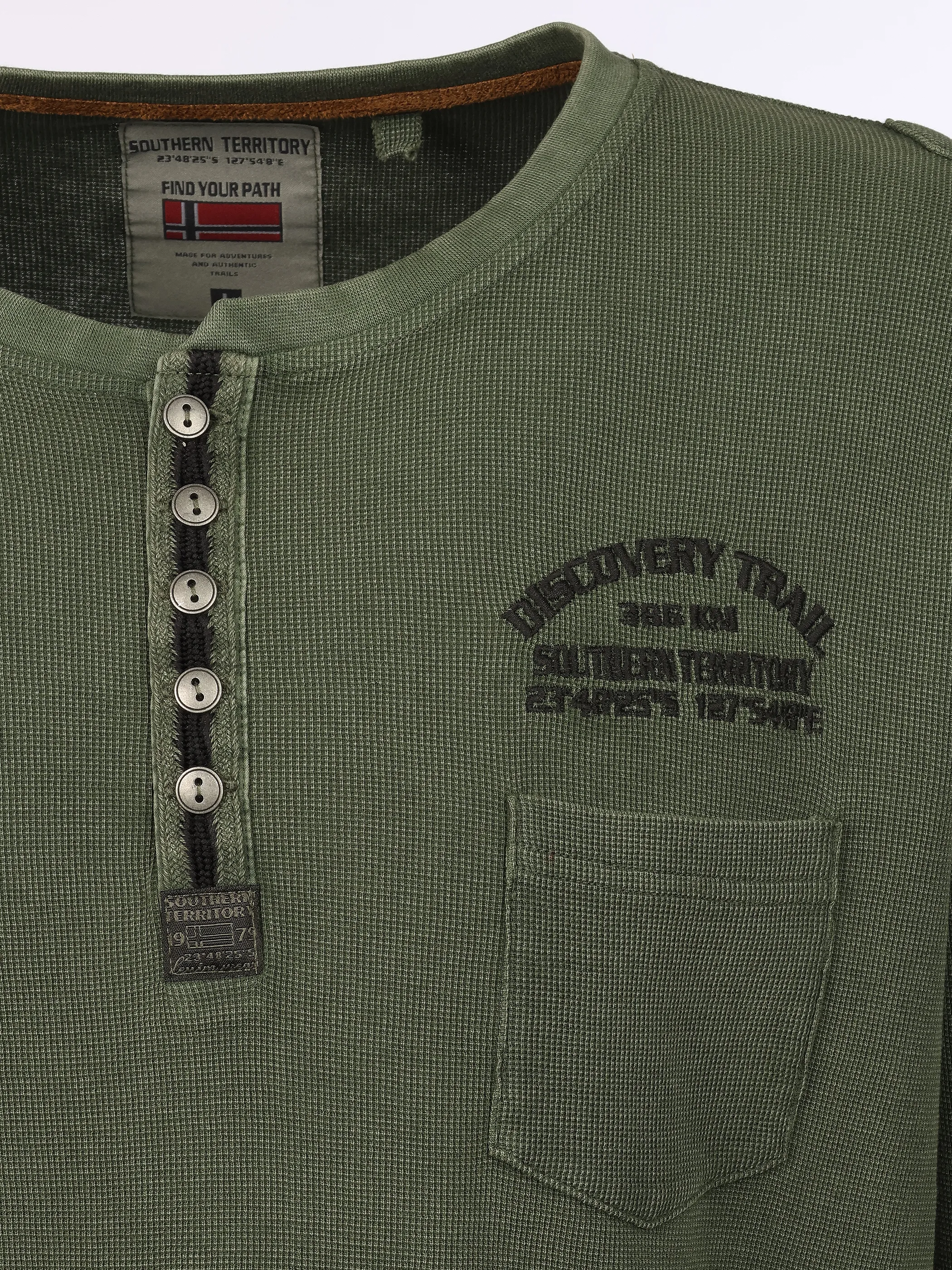 Southern Territory He. Henleyshirt 1/1 Arm waffle Oliv 929629 OLIVE 3