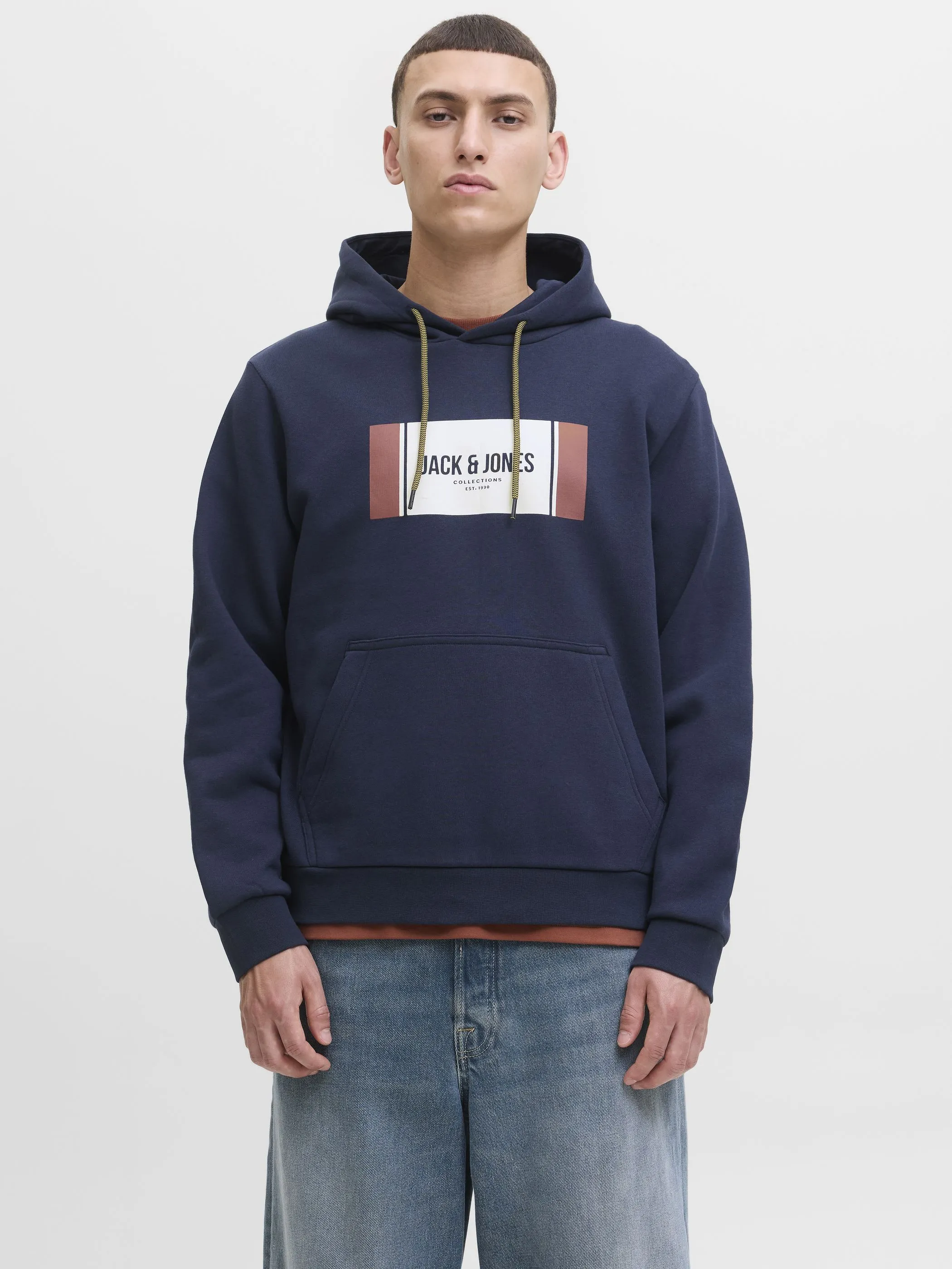 Jack Jones 12278614 JJHAYATO SWEAT HOOD BTS LN Blau 925888 175876 5