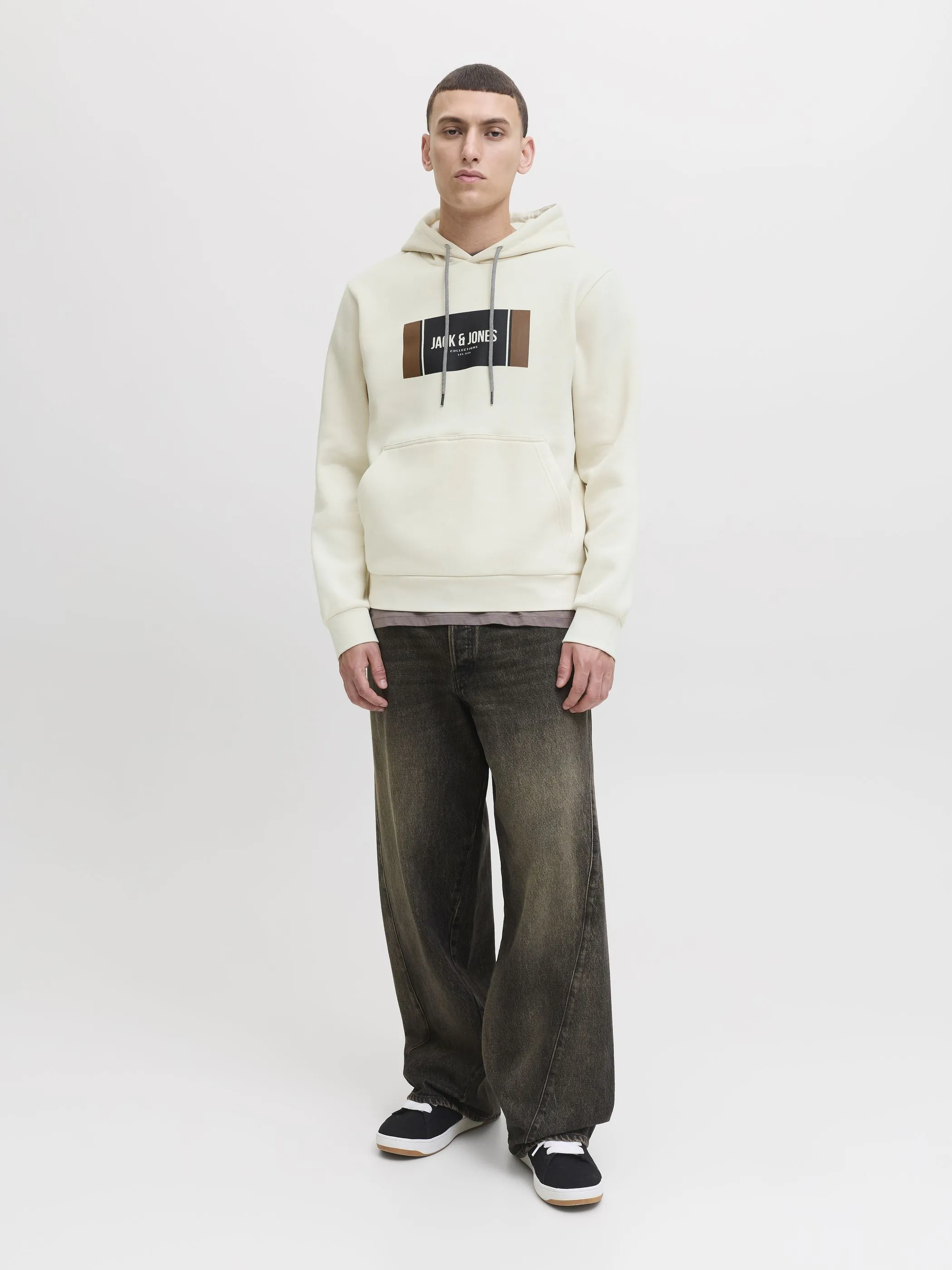 Jack Jones 12278614 JJHAYATO SWEAT HOOD BTS LN Weiß 925888 177620 4