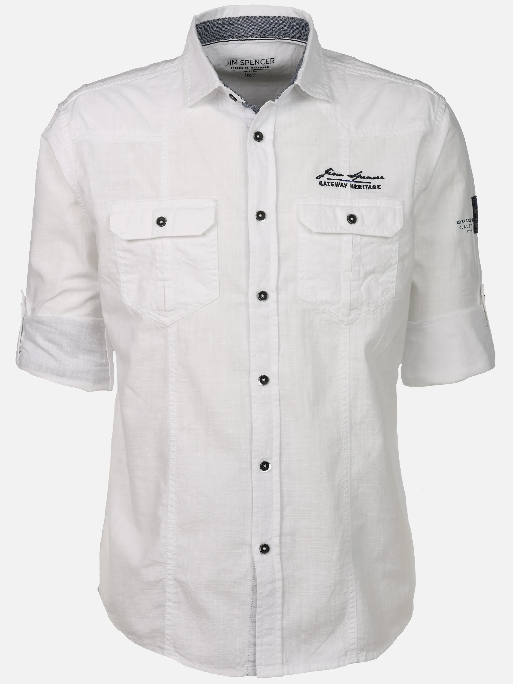 Jim Spencer He. Freizeithemd 1/1 Arm slub Krempelarm Weiß 922241 WHITE 1