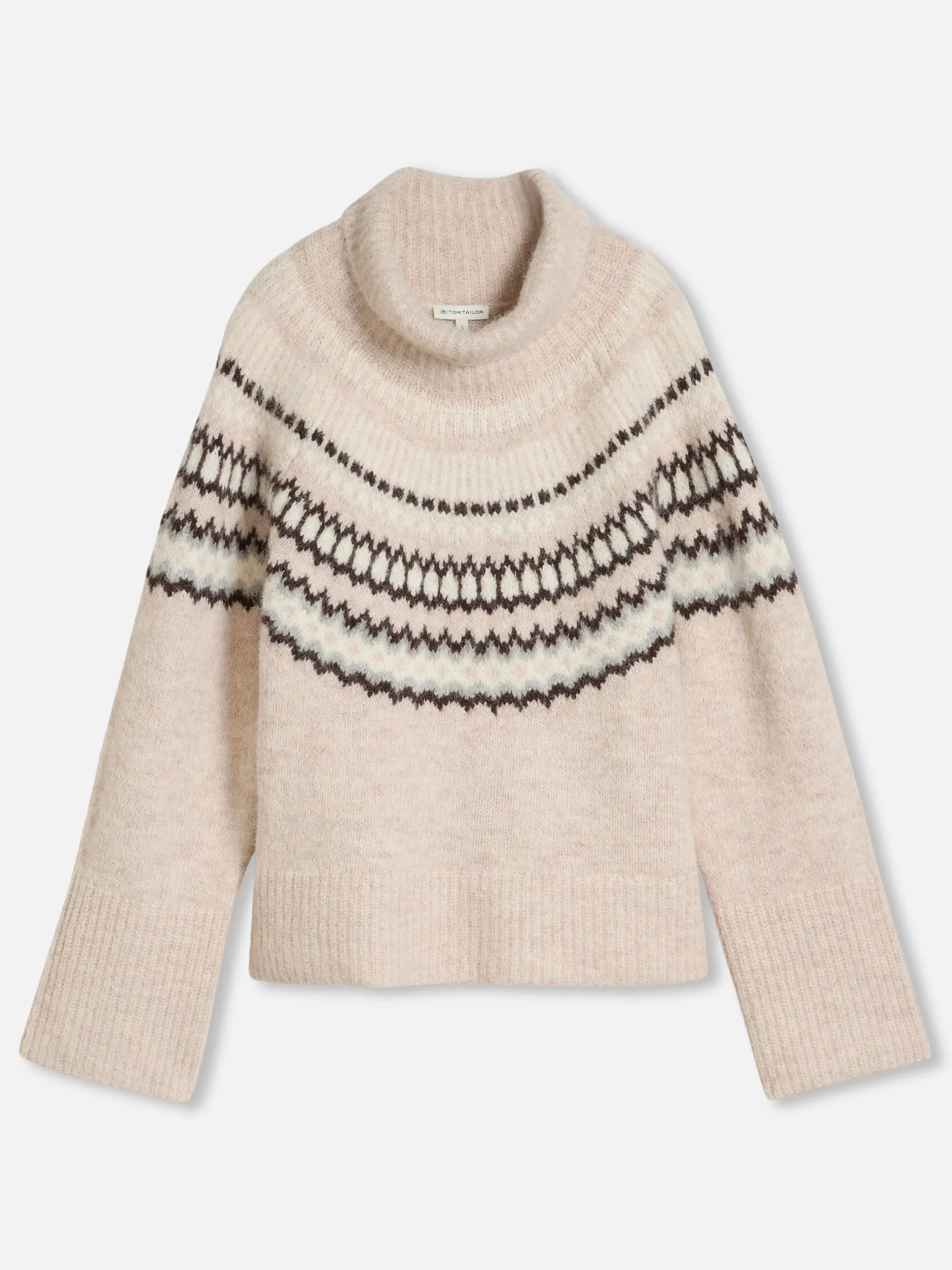 Tom Tailor 1052804 knit hairy fair isle mock-neck Beige 934217 40962 3