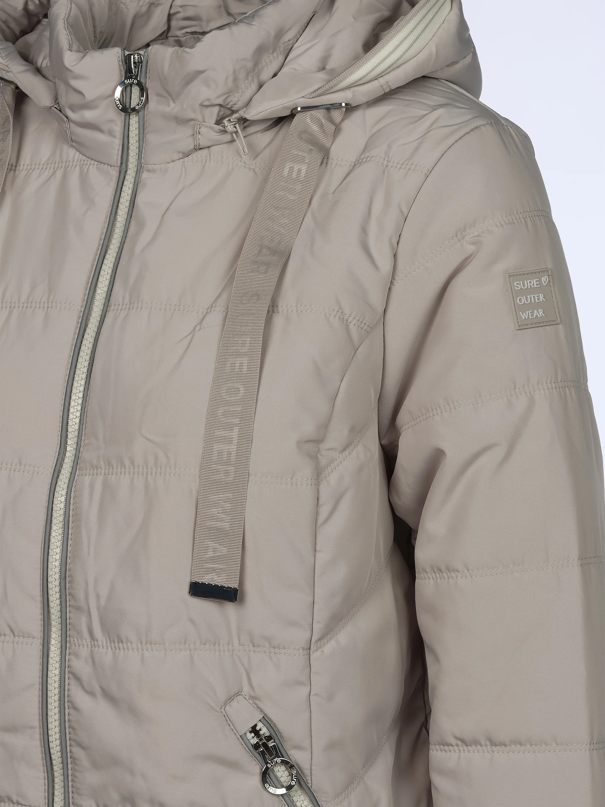 Sure Da-Steppjacke m. Kontrastdetai Beige 920061 TAUPE 4