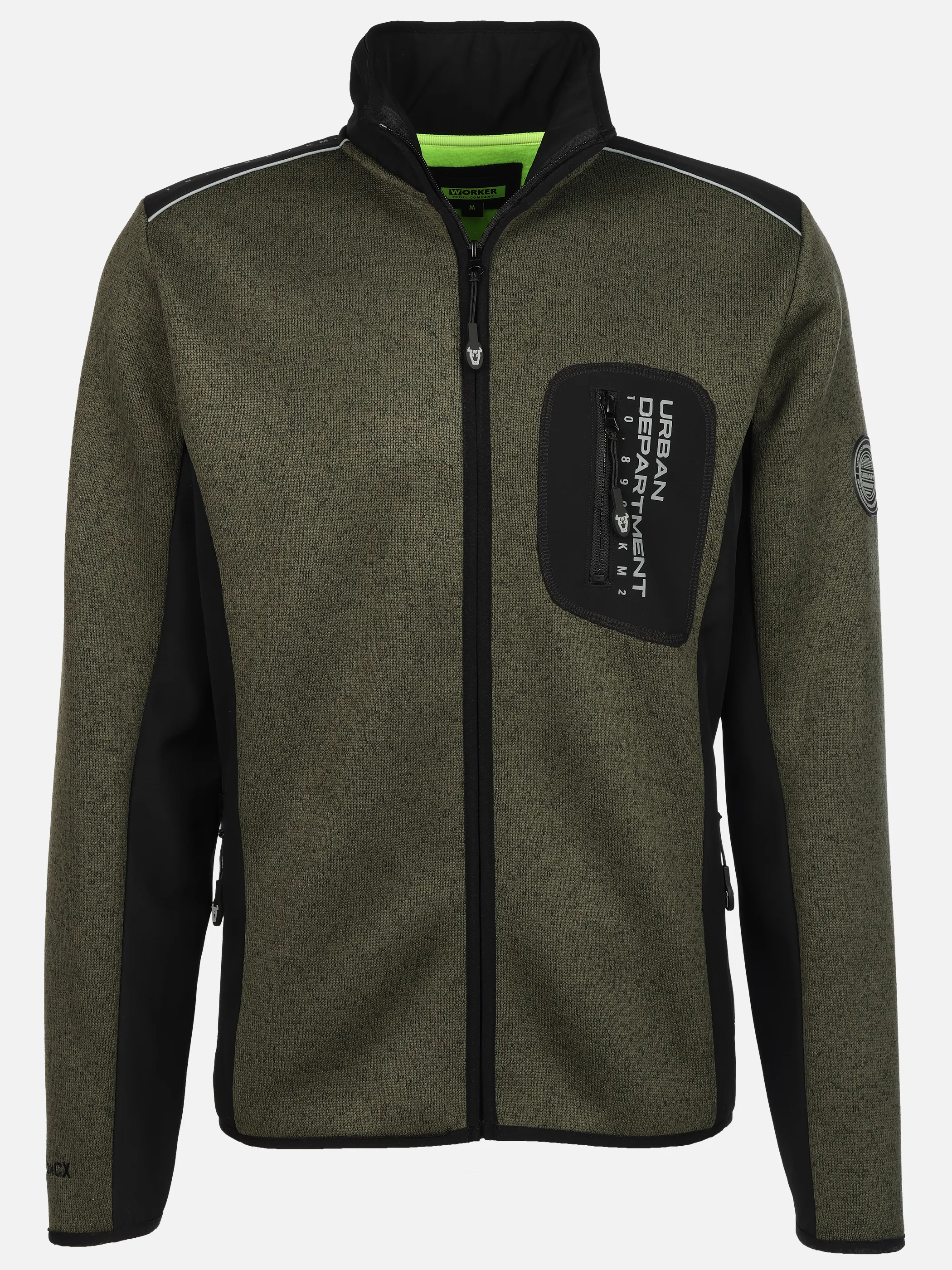 Worker He. Strickfleecejacke neon Oliv 929263 KHAKI 1