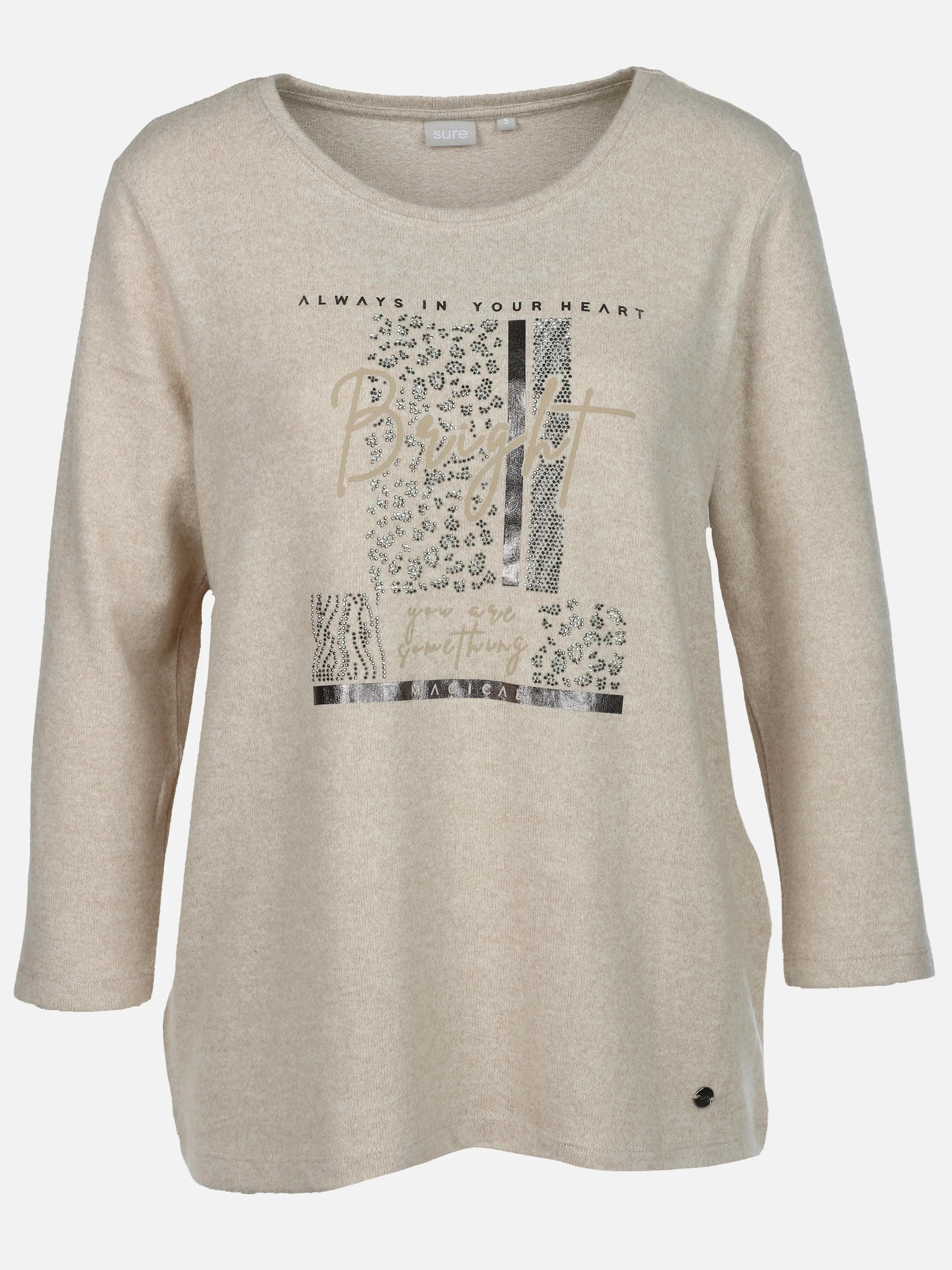 Sure Da. Flausch Shirt m. Frontprint Beige 932334 BEIGE MEL 1