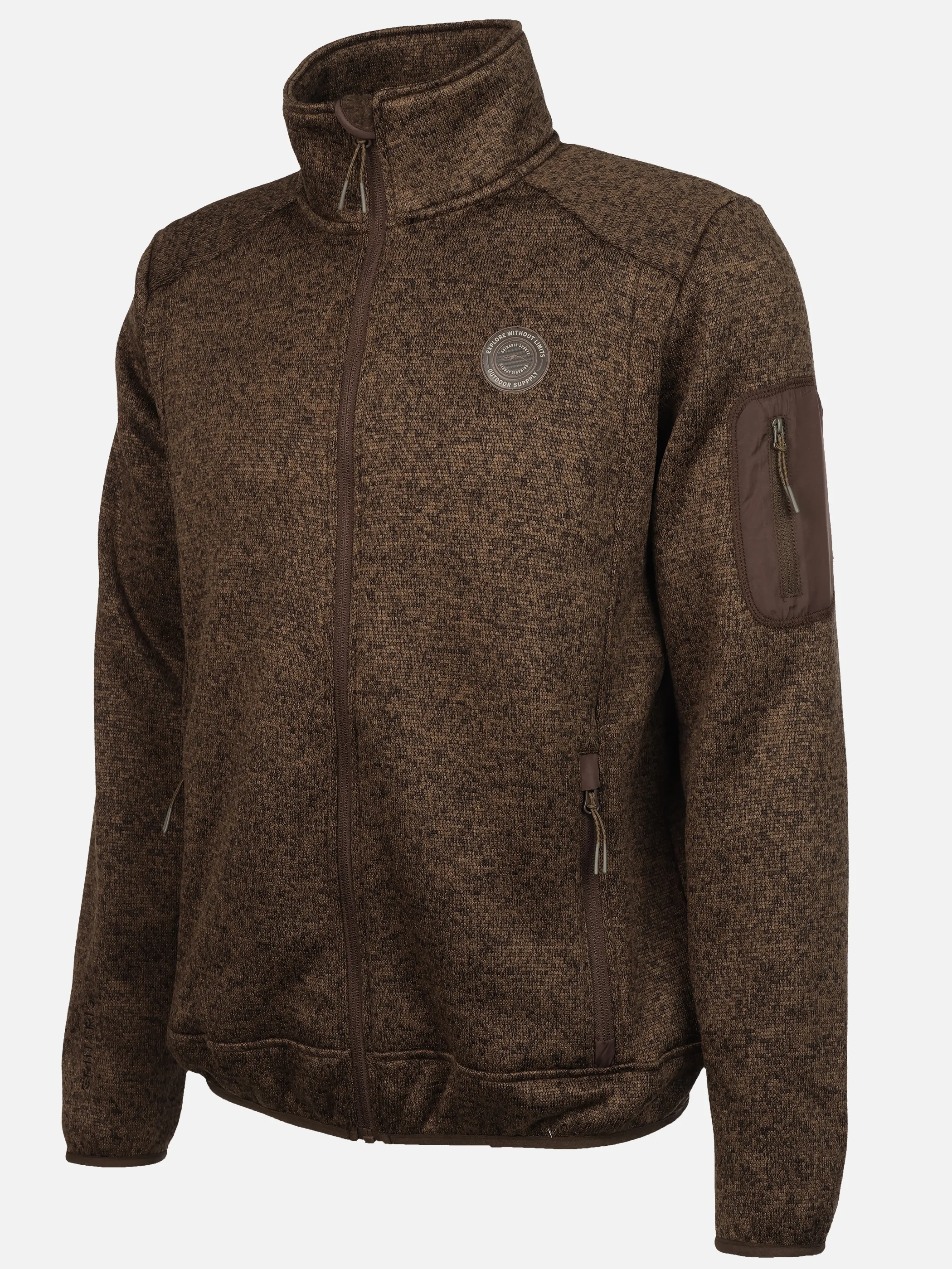 Grinario Sports He-Fleece Jacke, meliert, m. Armtasche Braun 928452 19-0840TCX 3