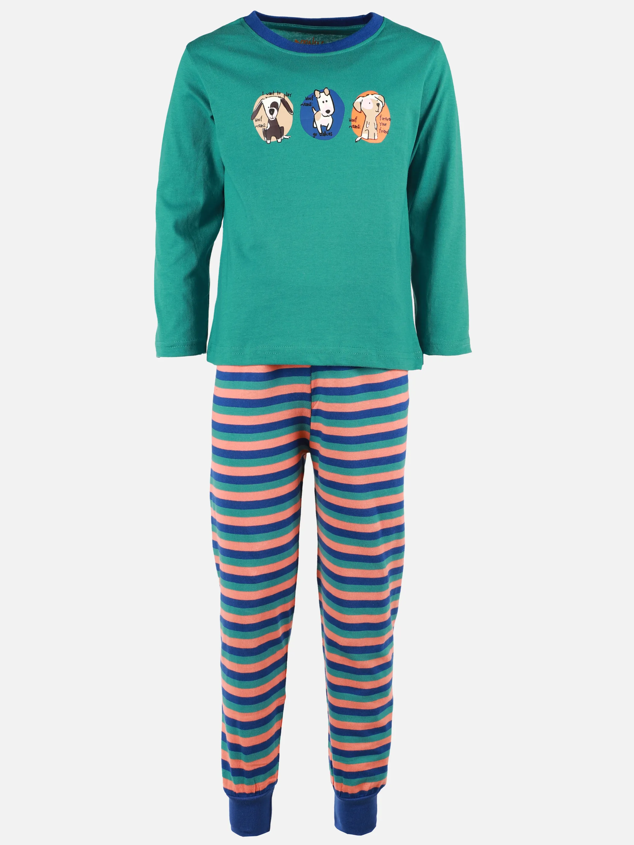 Stop + Go KJ Schlafanzug lang mit Druck Grün 908543 GRÜN 1 Stop + Go KJ Schlafanzug lang mit Druck Grün 908543 GRÜN 1