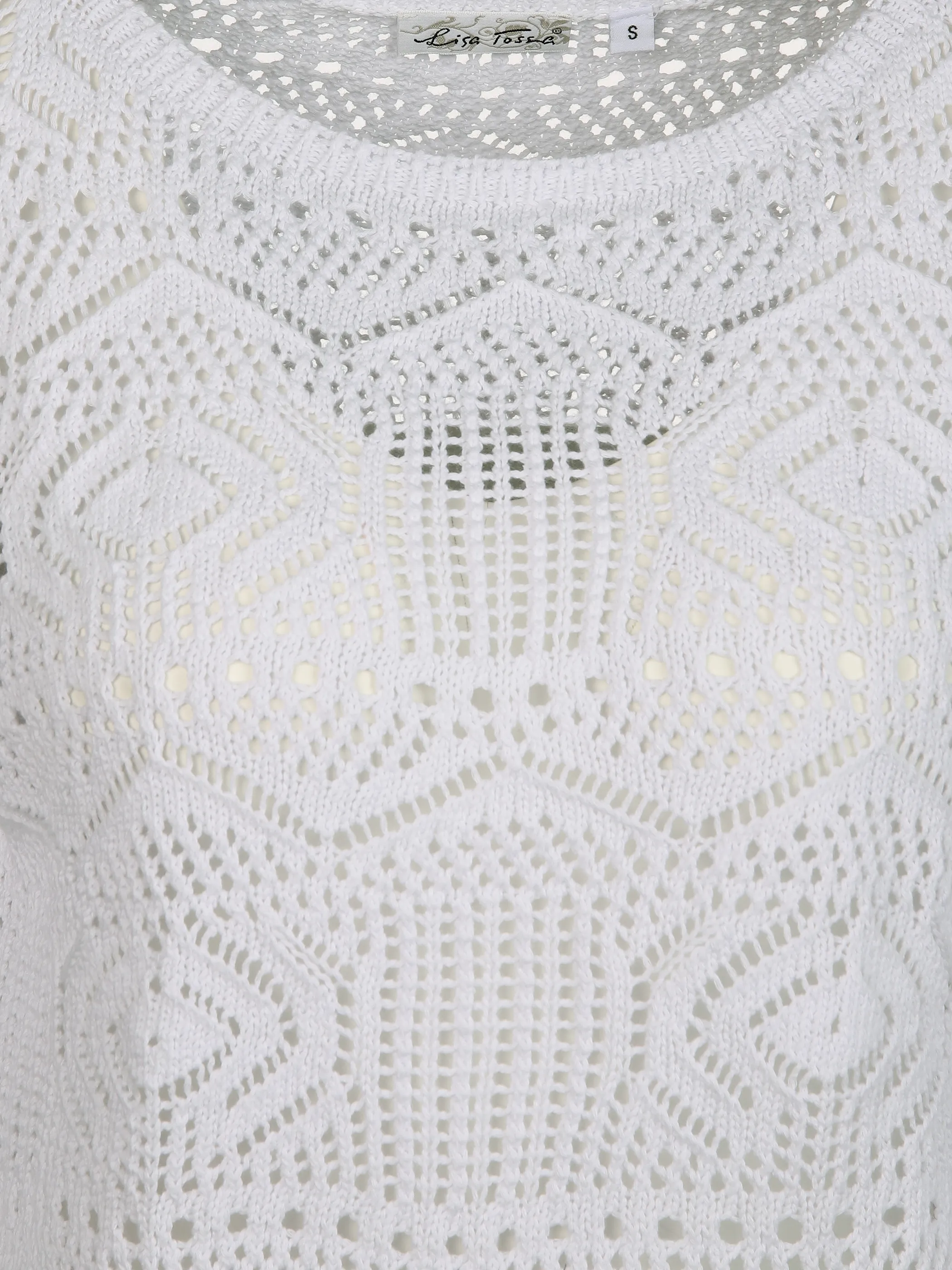 Lisa Tossa Da-Ajourstrick-Pullover Weiß 889284 WHITE 3