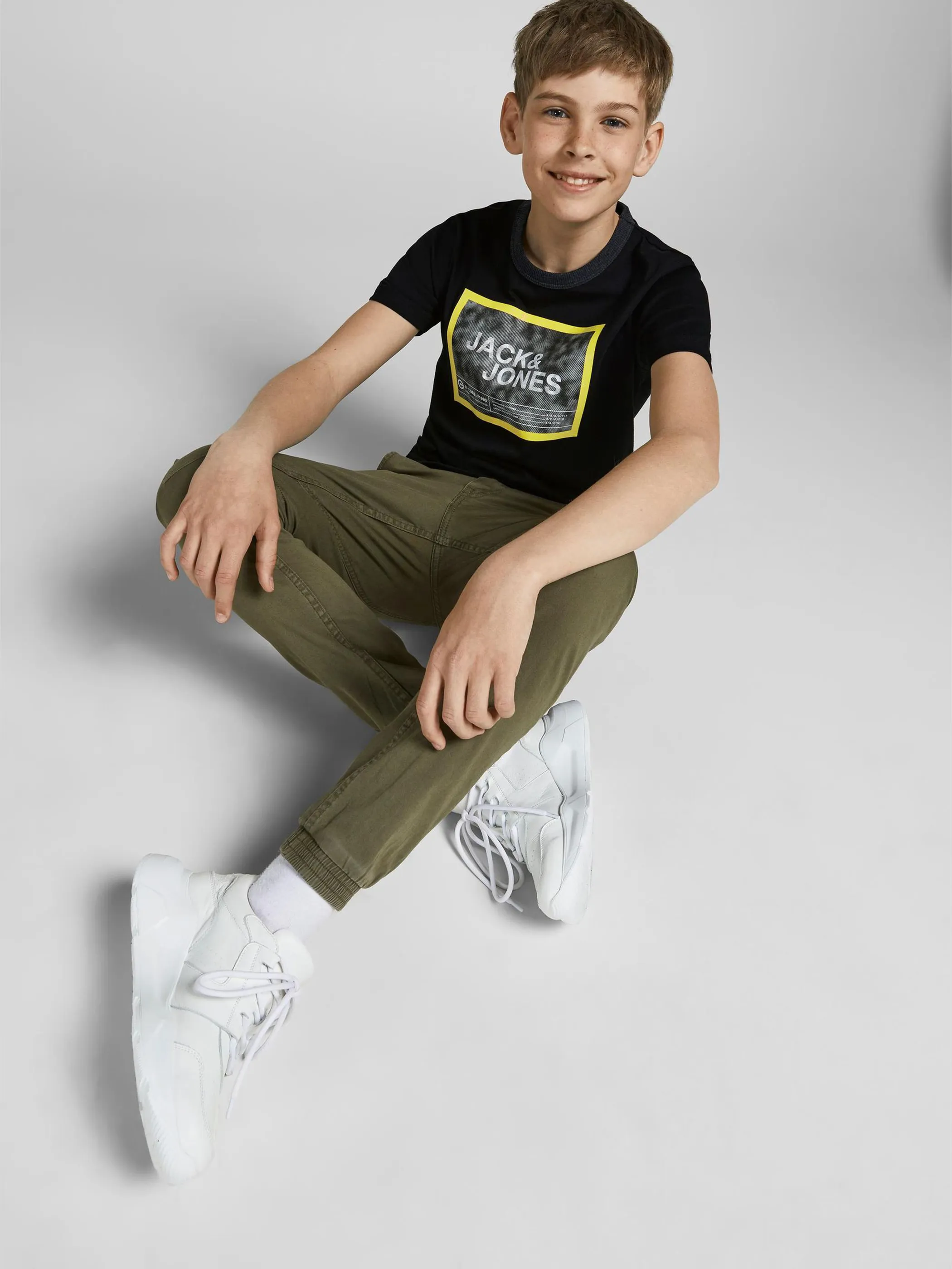 Jack&Jones Junior 12188420 JCOFIKES TEE SS CREW Schwarz 852255 178012 5