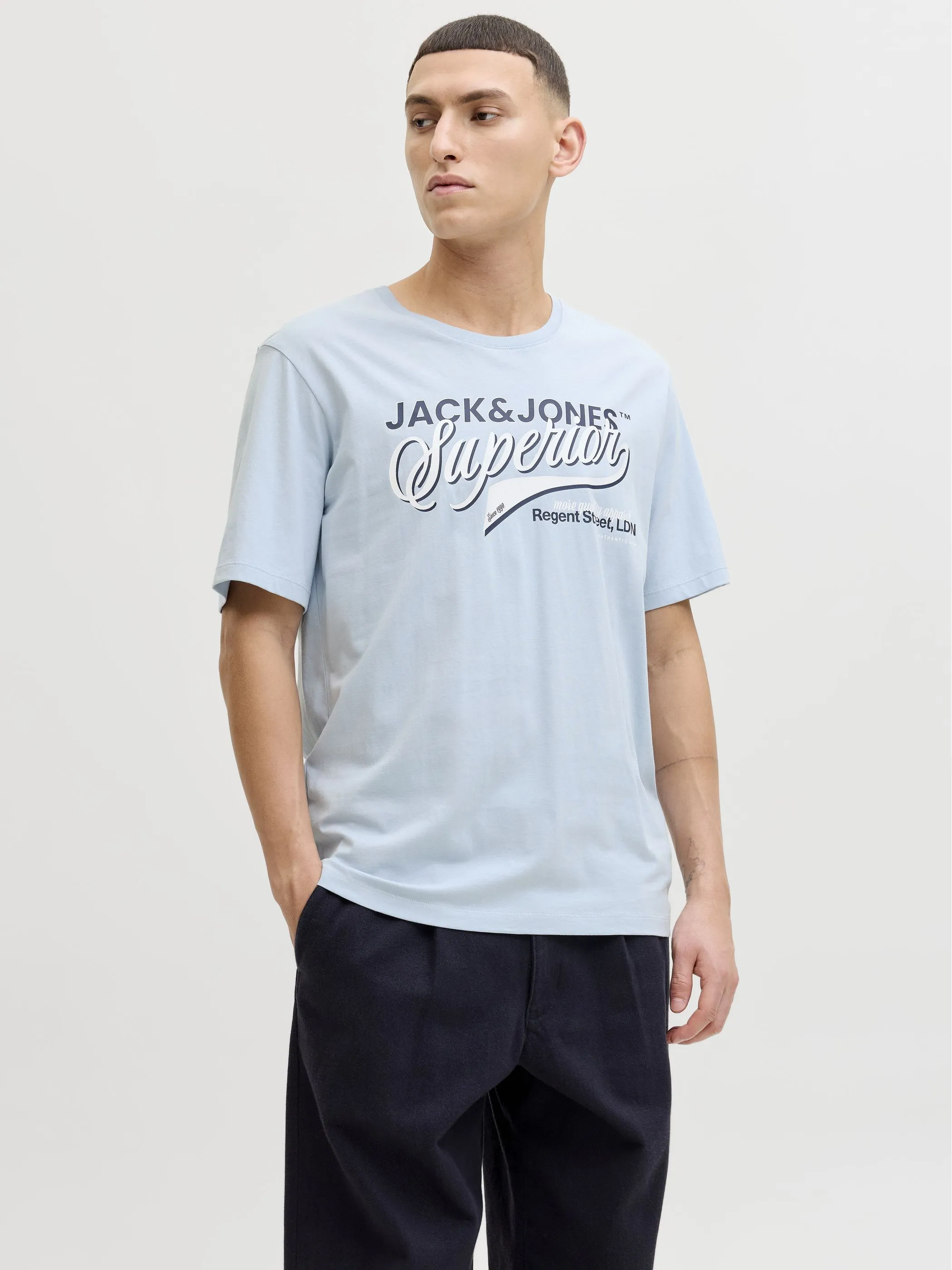 Jack Jones 12288016 JJELOGO TEE SS O-NECK Blau 922267 175777 5
