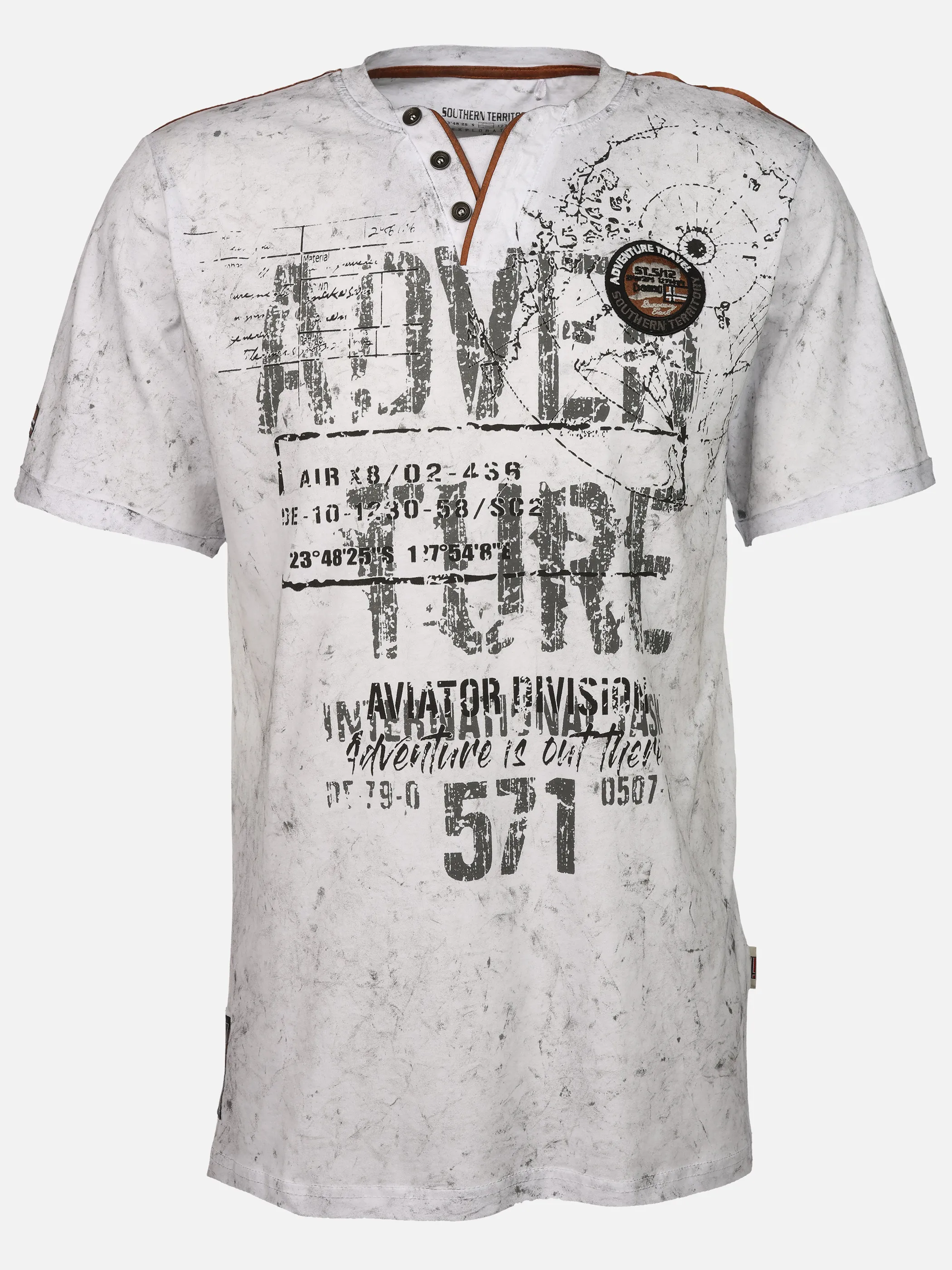 Southern Territory He. Henleyshirt 1/2 Arm print Weiß 926170 WHITE 1