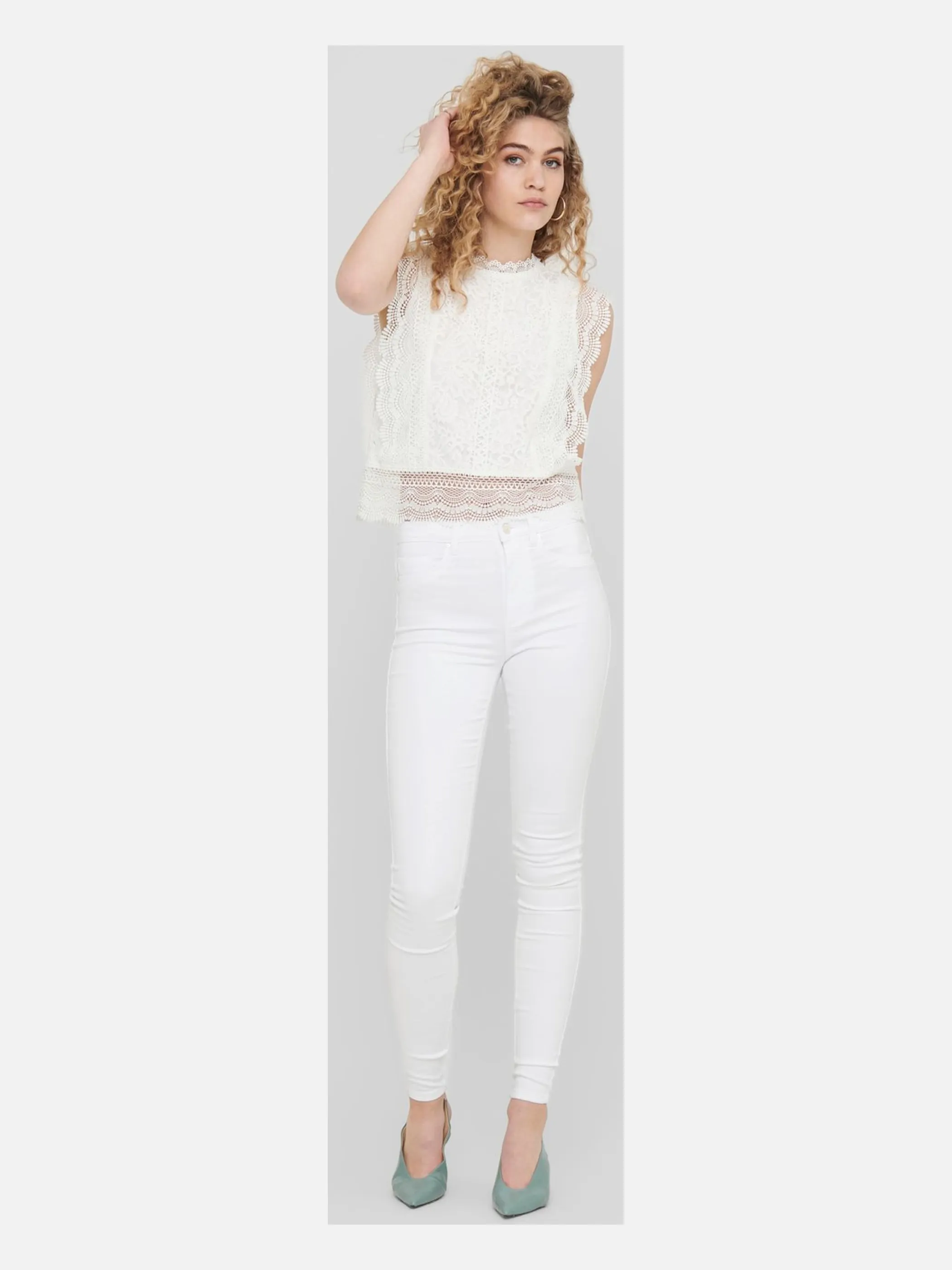 Only 15204604 ONLKARO S/L LACE TOP Weiß 834766 177922 3